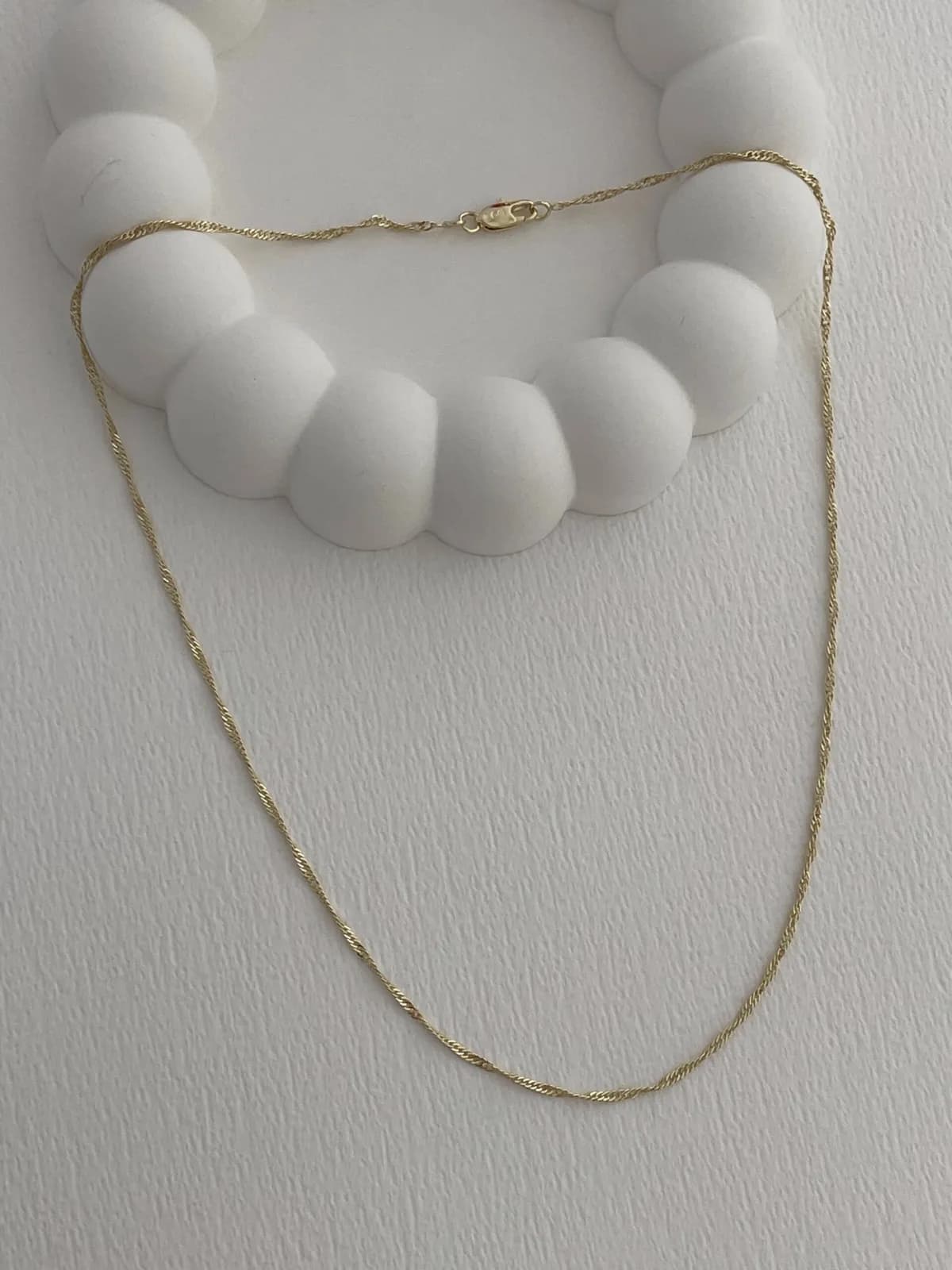 Özel Seri İnce Kıvrım Tasarım Gold Kolye 45 Cm