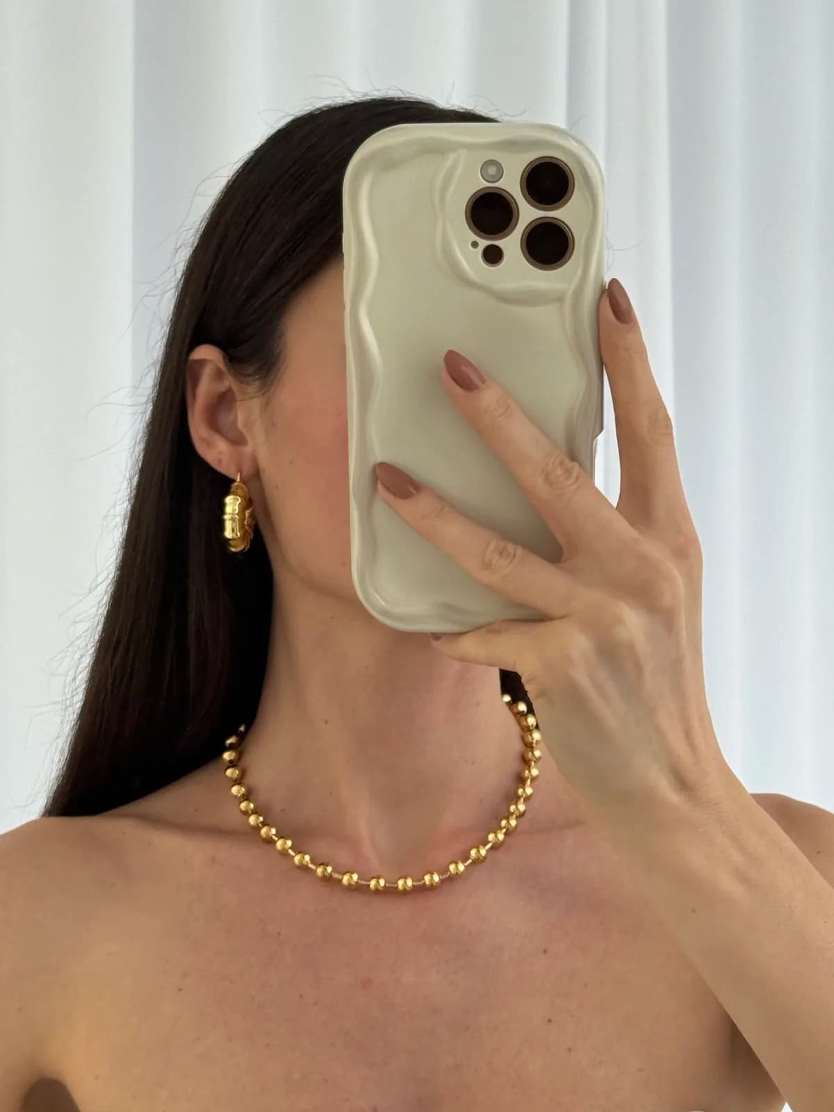 Çelik Kalın Simit Tasarım Gold Küpe