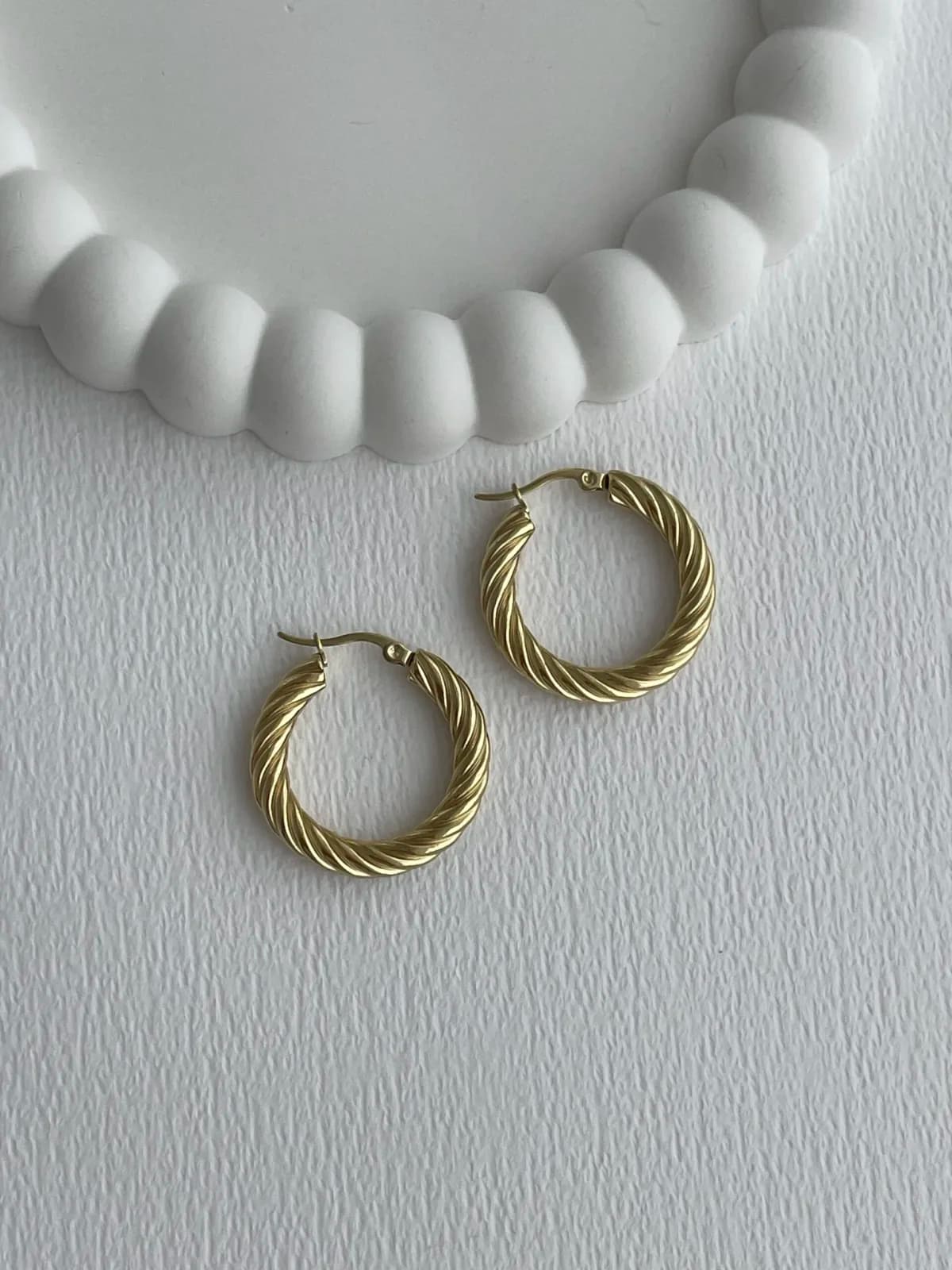 Çelik Burgu Tasarım Gold Halka Küpe