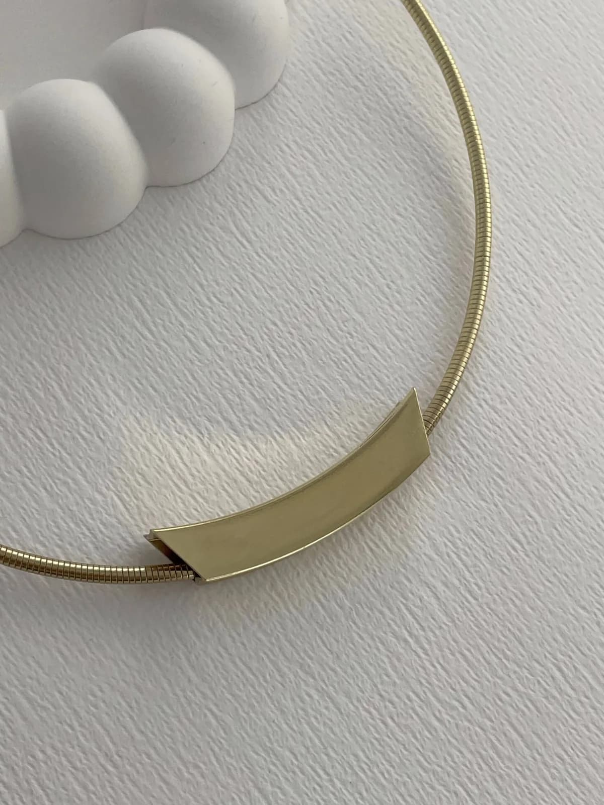 Özel Seri Dikdörtgen Plaka Detay Gold Choker Kolye