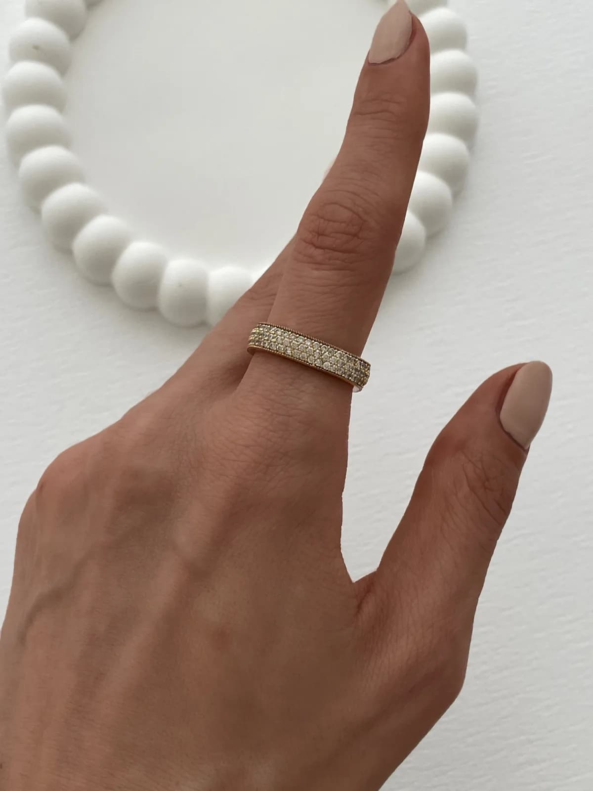 Özel Seri Zirkon Taşlı Tam Tur Kare Gold Yüzük