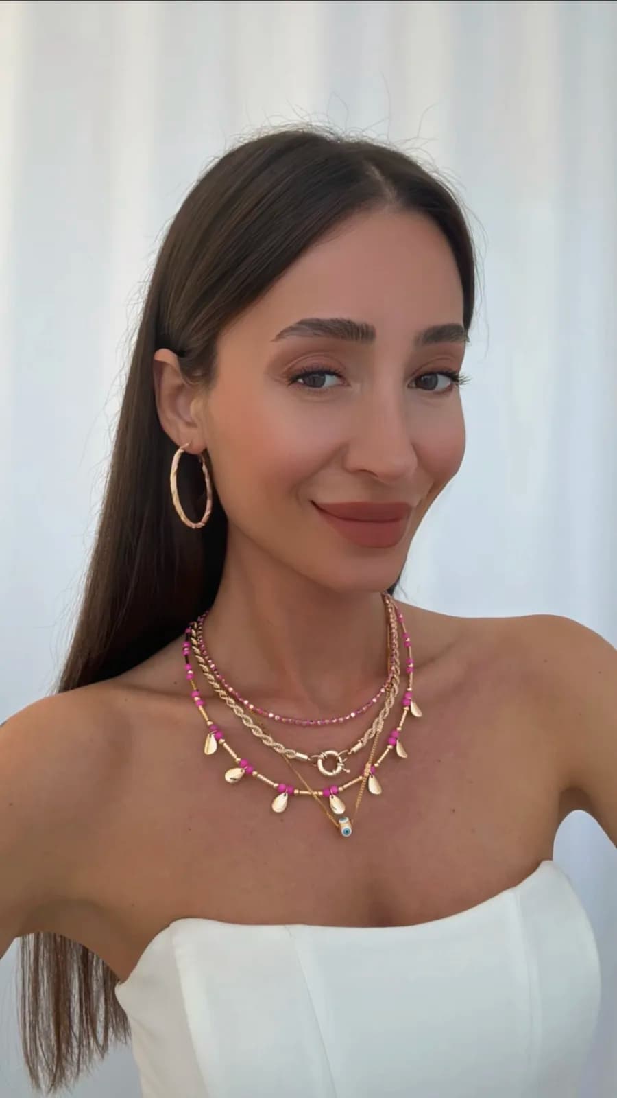 Özel Seri Pembe &amp; Gold Sarmal Tasarım Halka Küpe