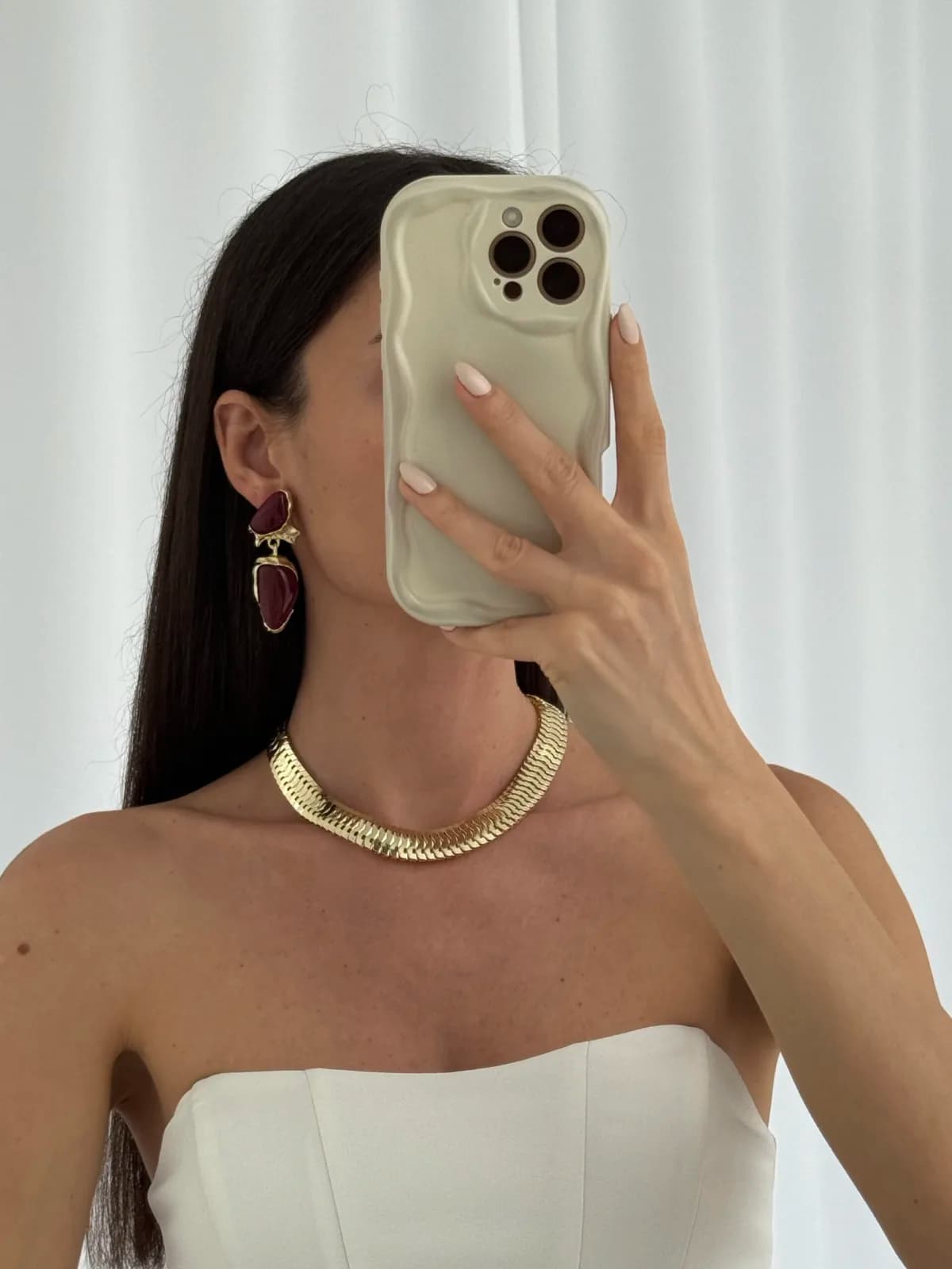Özel Seri Bordo Kemik Marka Model Gold Küpe
