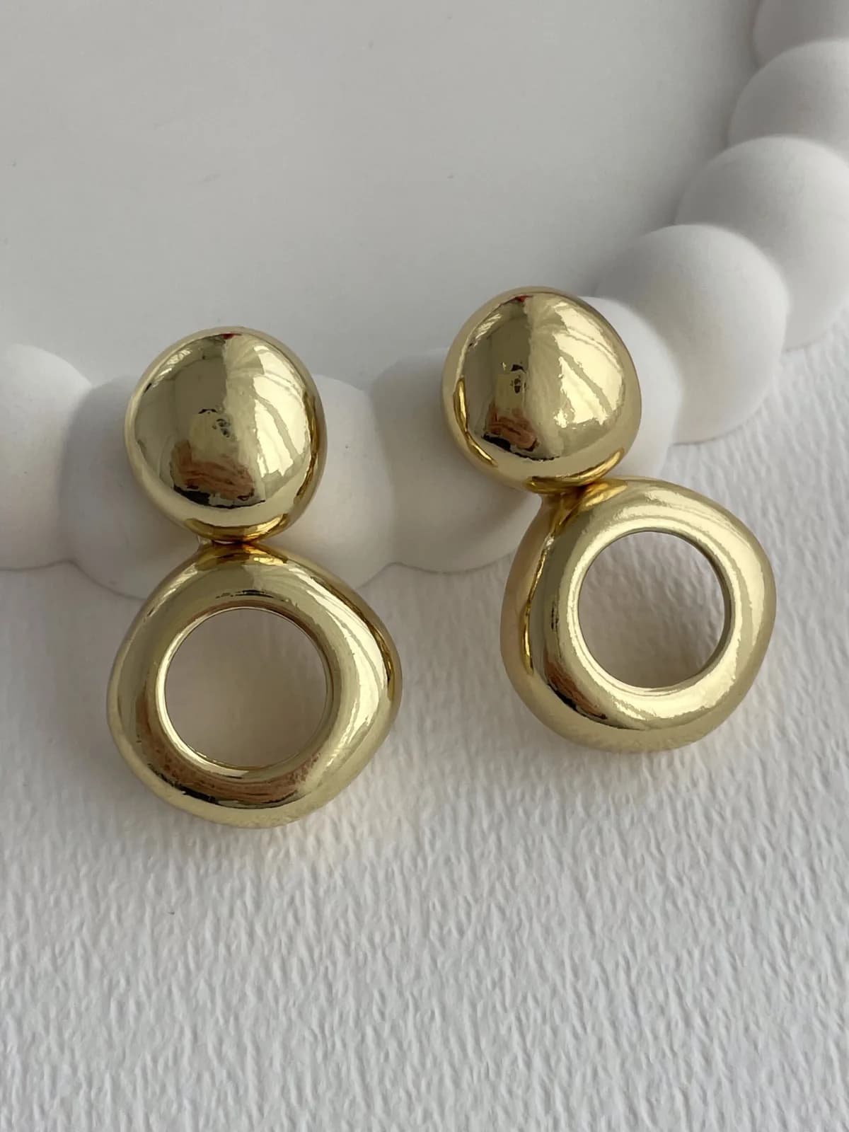 Özel Seri İkili Tasarım Ortası Boş Yuvarlak Gold Küpe