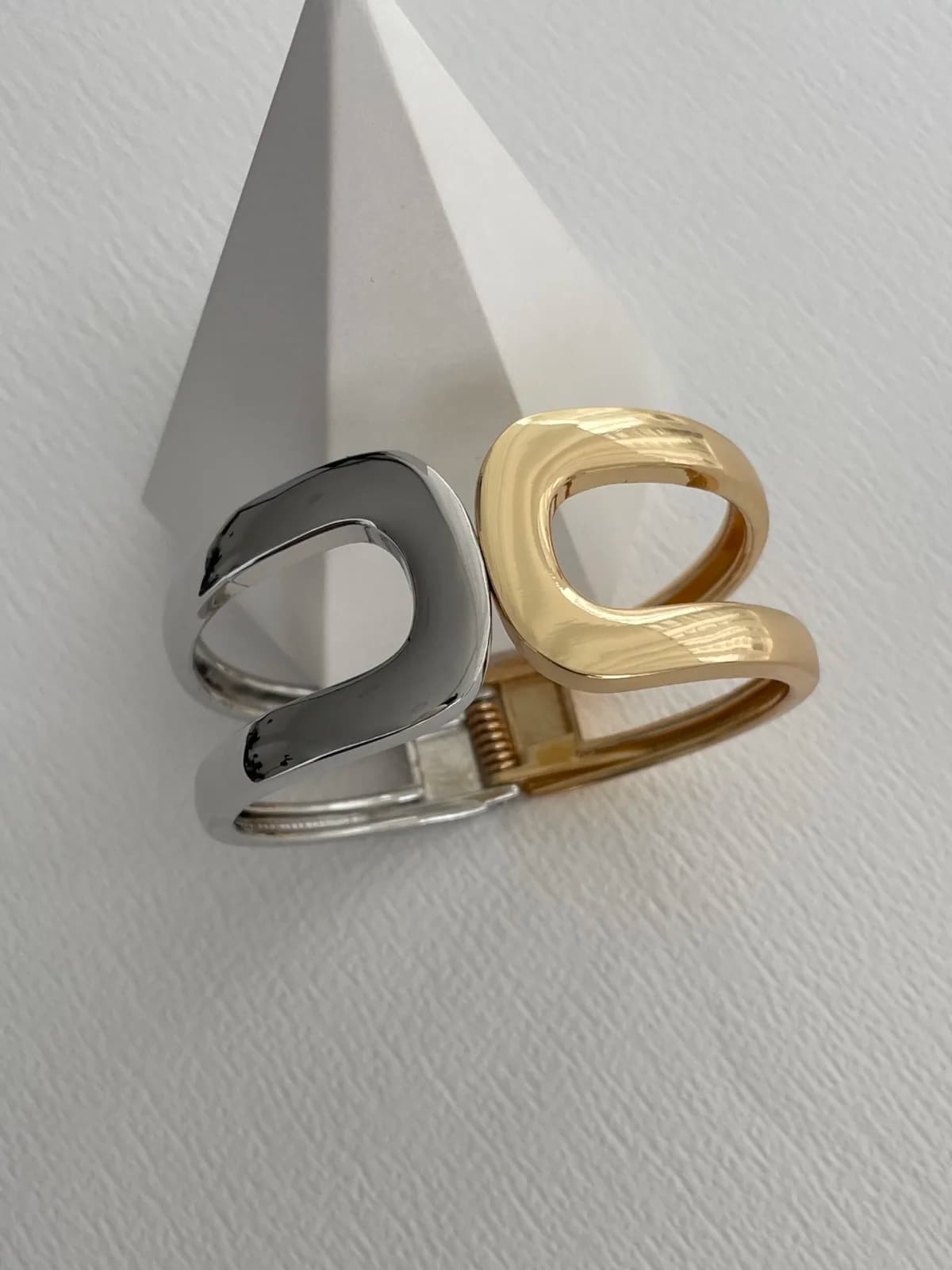 Özel Seri Geometrik Desen Gold Gümüş Kelepçe Bileklik