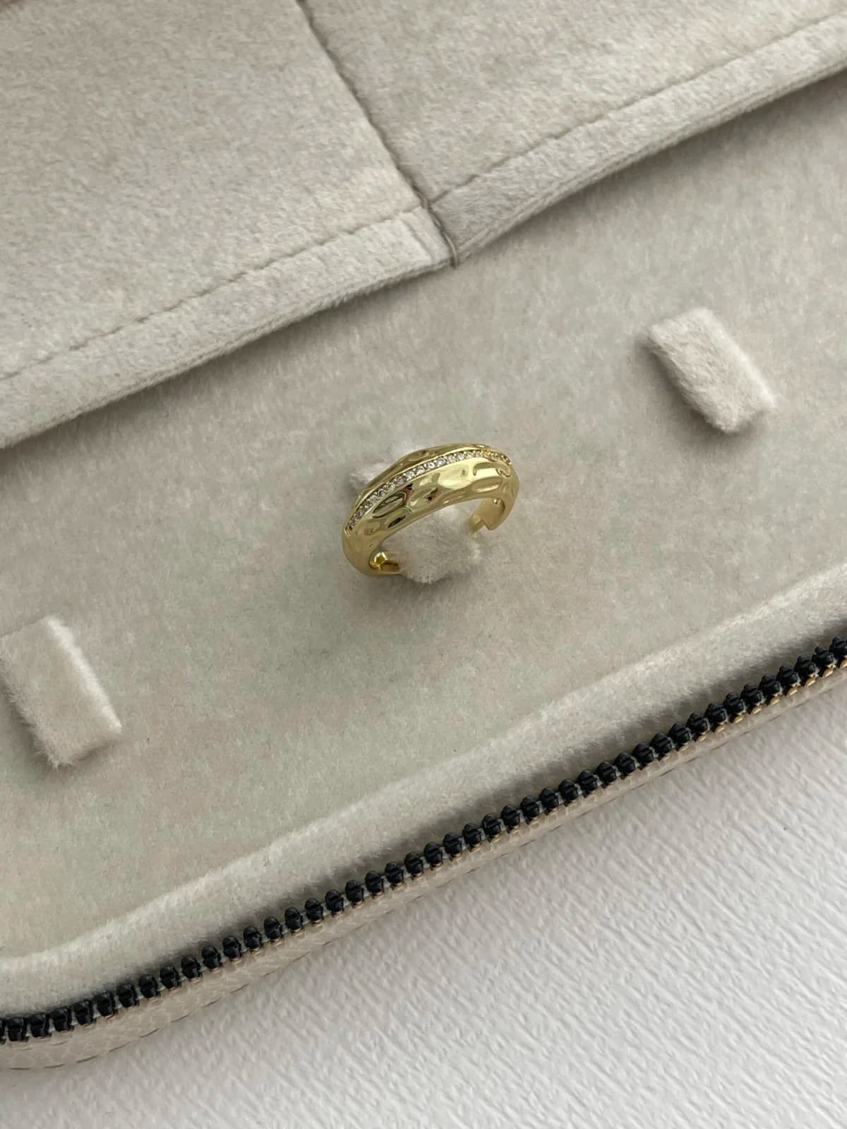 Özel Seri Zirkon Taşlı Soyut Tasarım Ayarlanabilir Gold Yüzük