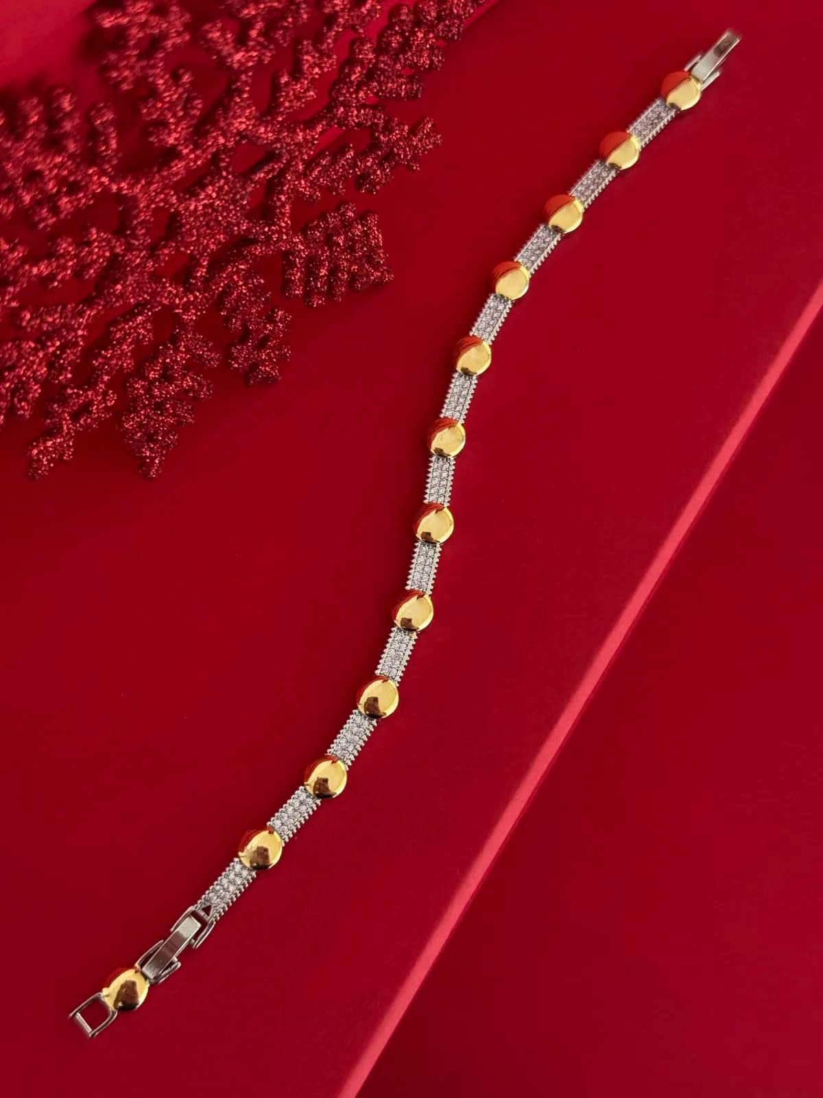 NS-Oval Tasarım Gold &amp; Gümüş Bileklik