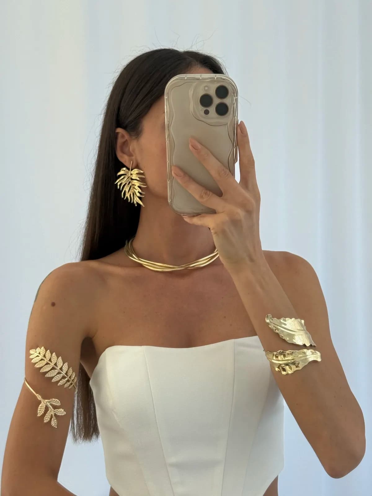 Özel Seri Yaprak Tasarım Sıkıştırılabilir Gold Bileklik