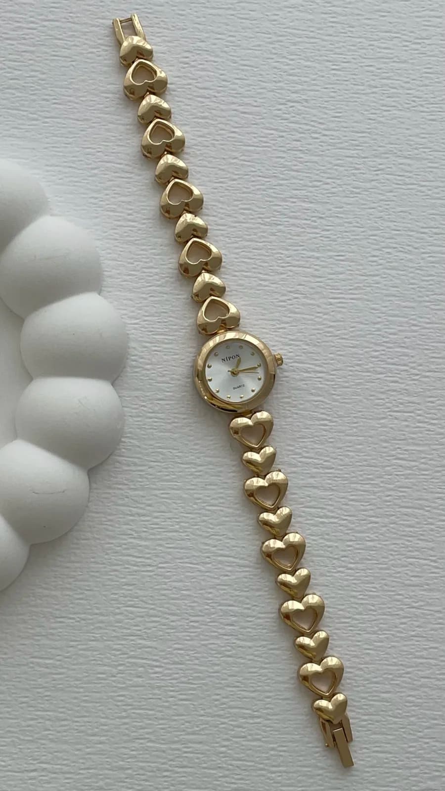 Yuvarlak Tasarım Kadranı Beyaz Gold Vintage Saat