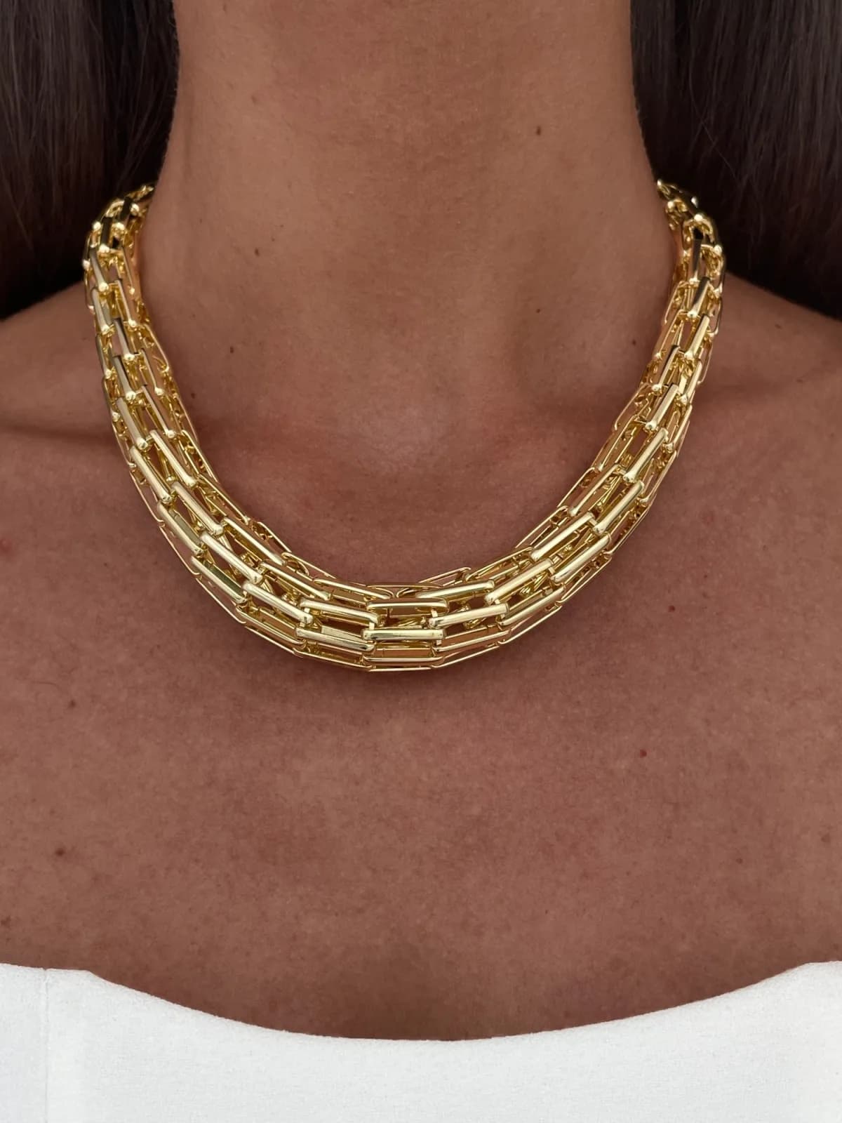 Özel Seri Kalın Geometrik Desen Gold Kolye