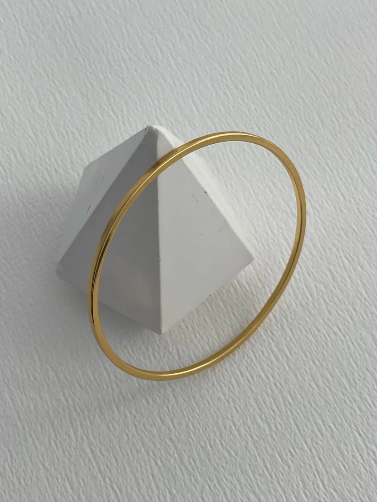 Çelik İnce Düz Gold Ajda Bileklik 65mm