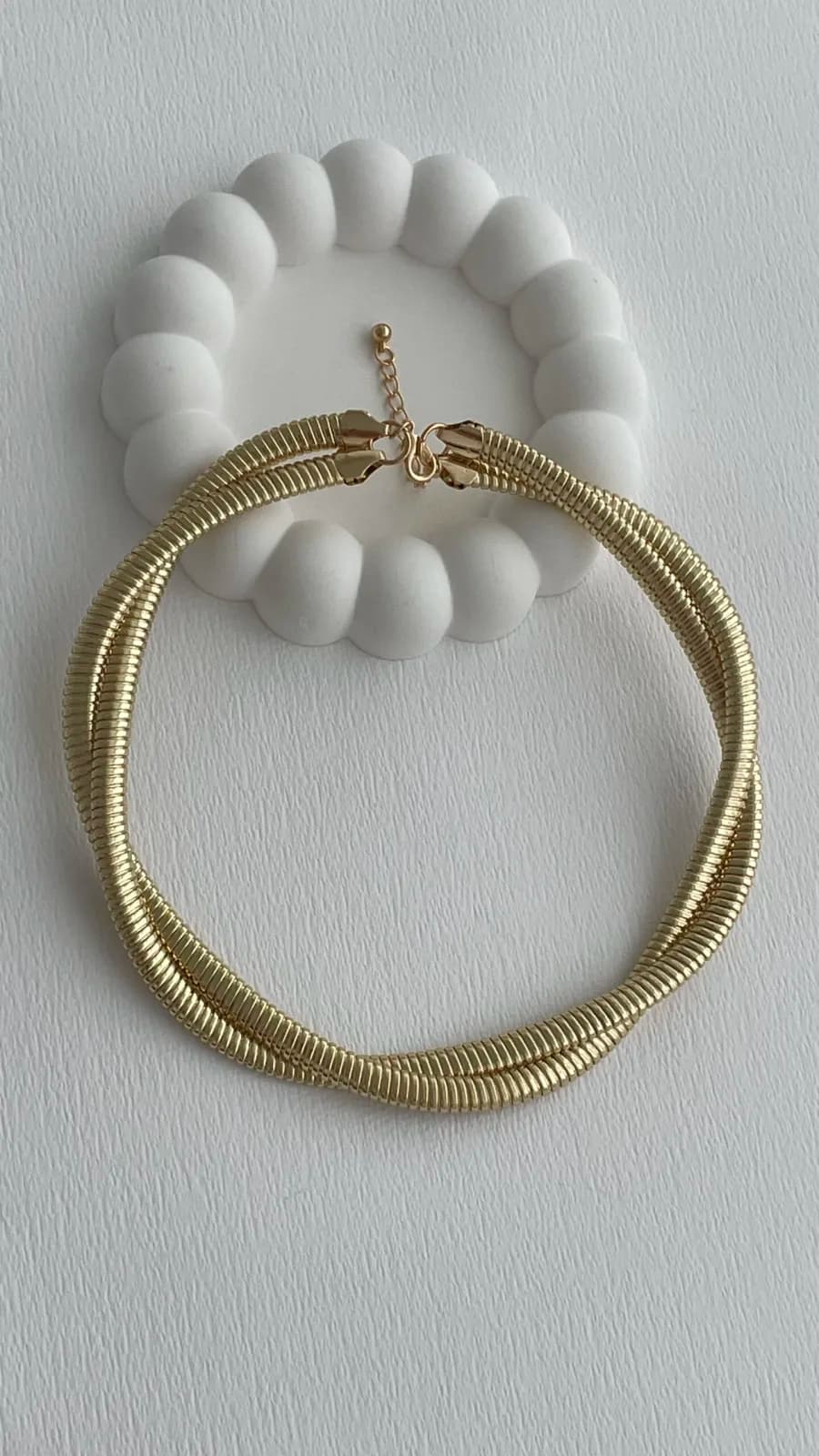 Özel Seri Sarmal Tel Tasarım Gold Choker Kolye