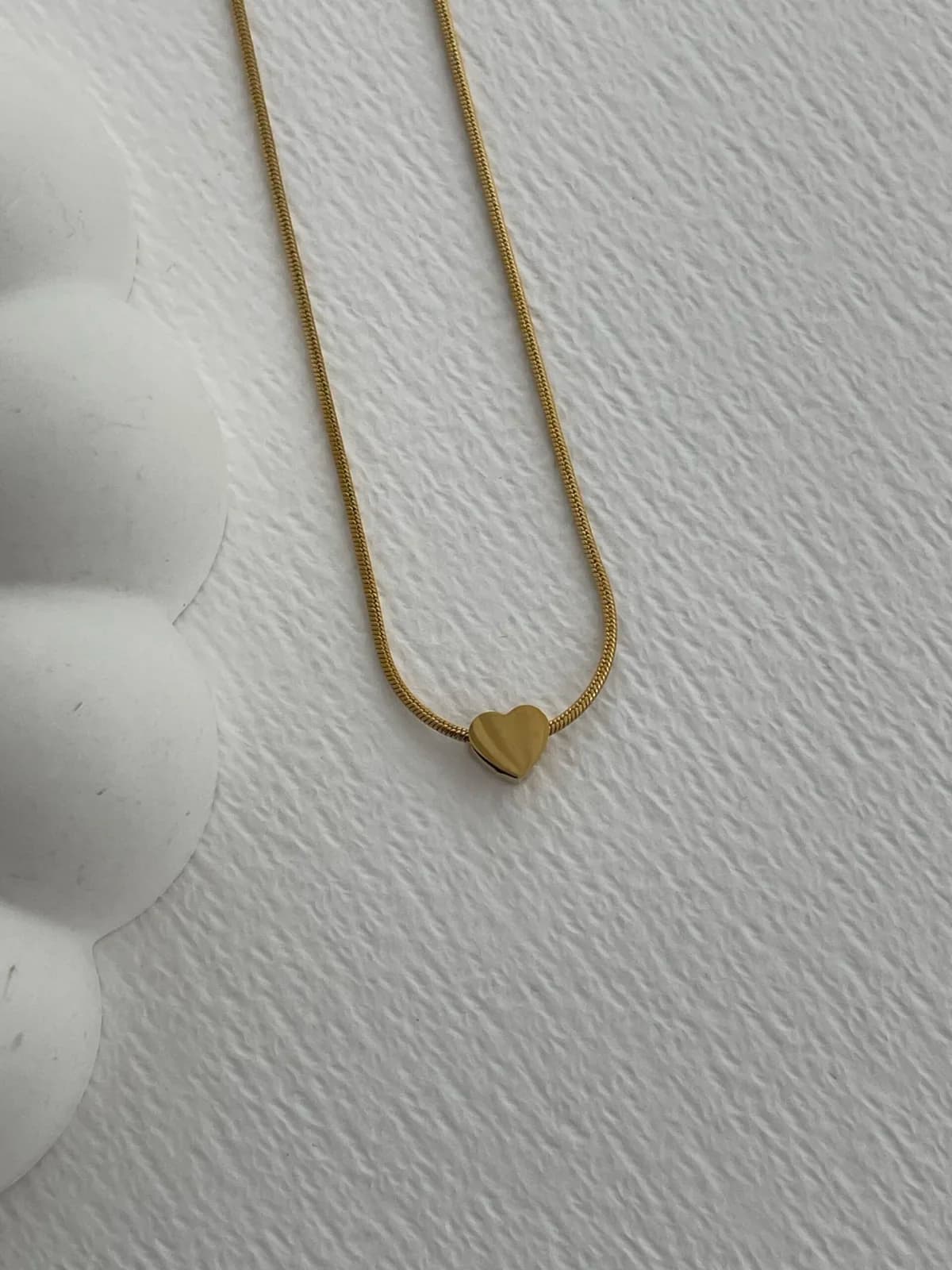Çelik Mini Kalp Tasarım Gold Kolye