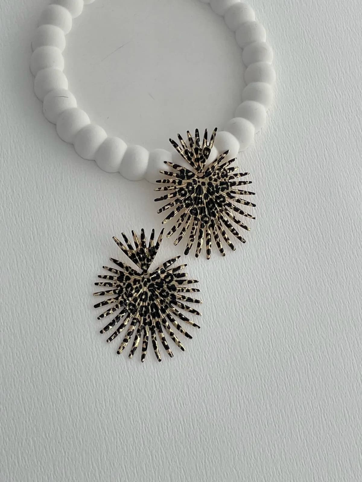Özel Seri ZR Model Leopar Desen Gold Küpe