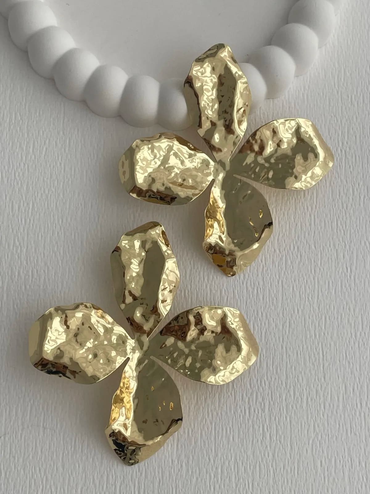 Özel Seri Desenli Çiçek Tasarım Maksi Boy Gold Küpe