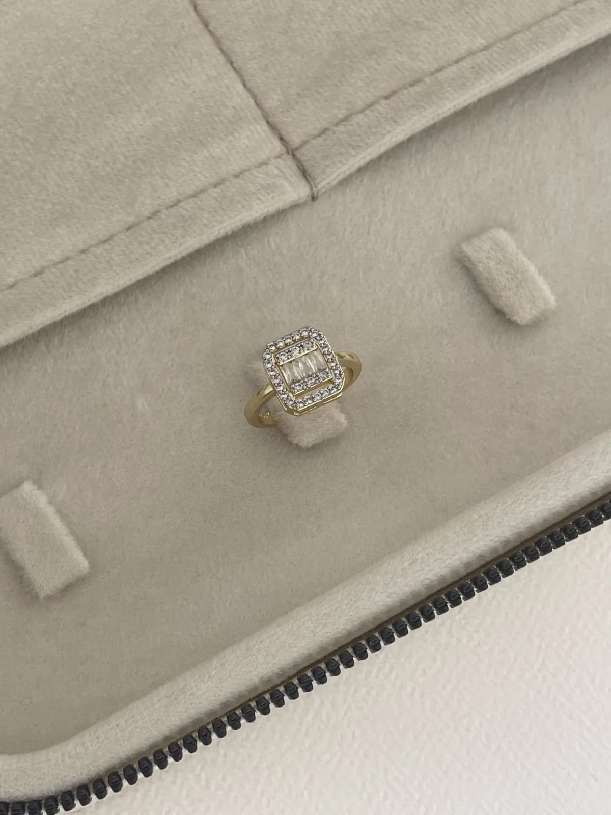 Özel Seri Zirkon Taşlı Baget Tasarım Ayarlanabilir Gold Yüzük