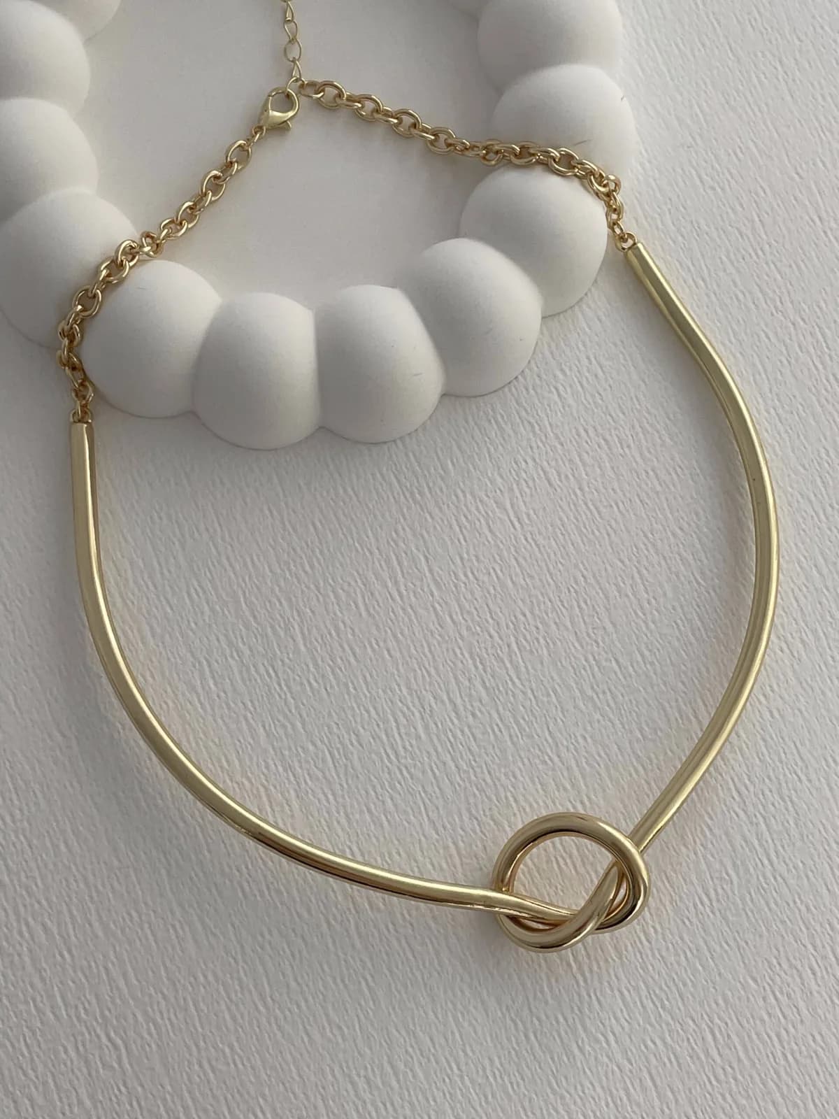 Özel Seri Düğüm Tasarım Gold Choker Kolye