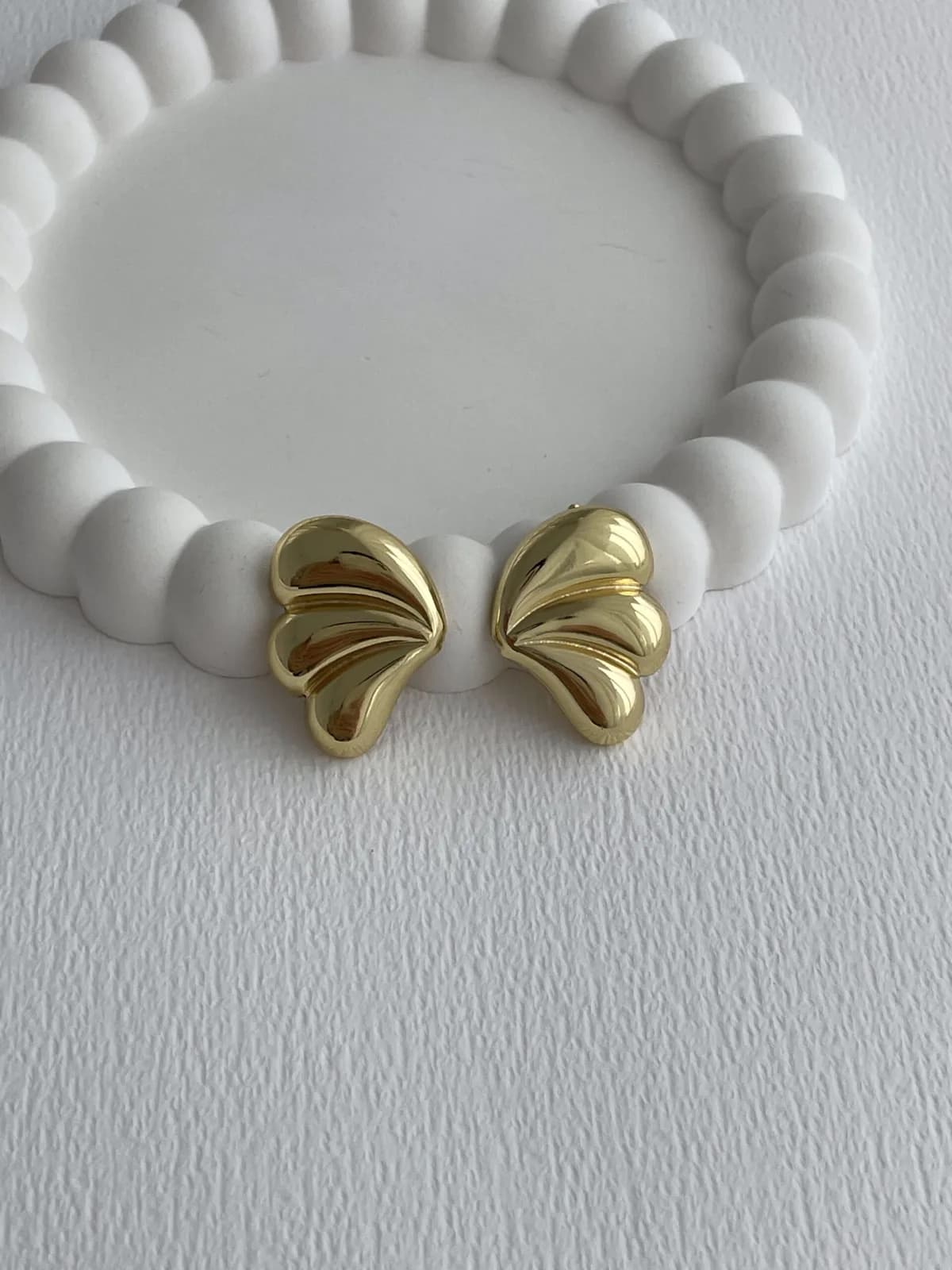 Çelik Üçlü Damla Tasarım Gold Küpe