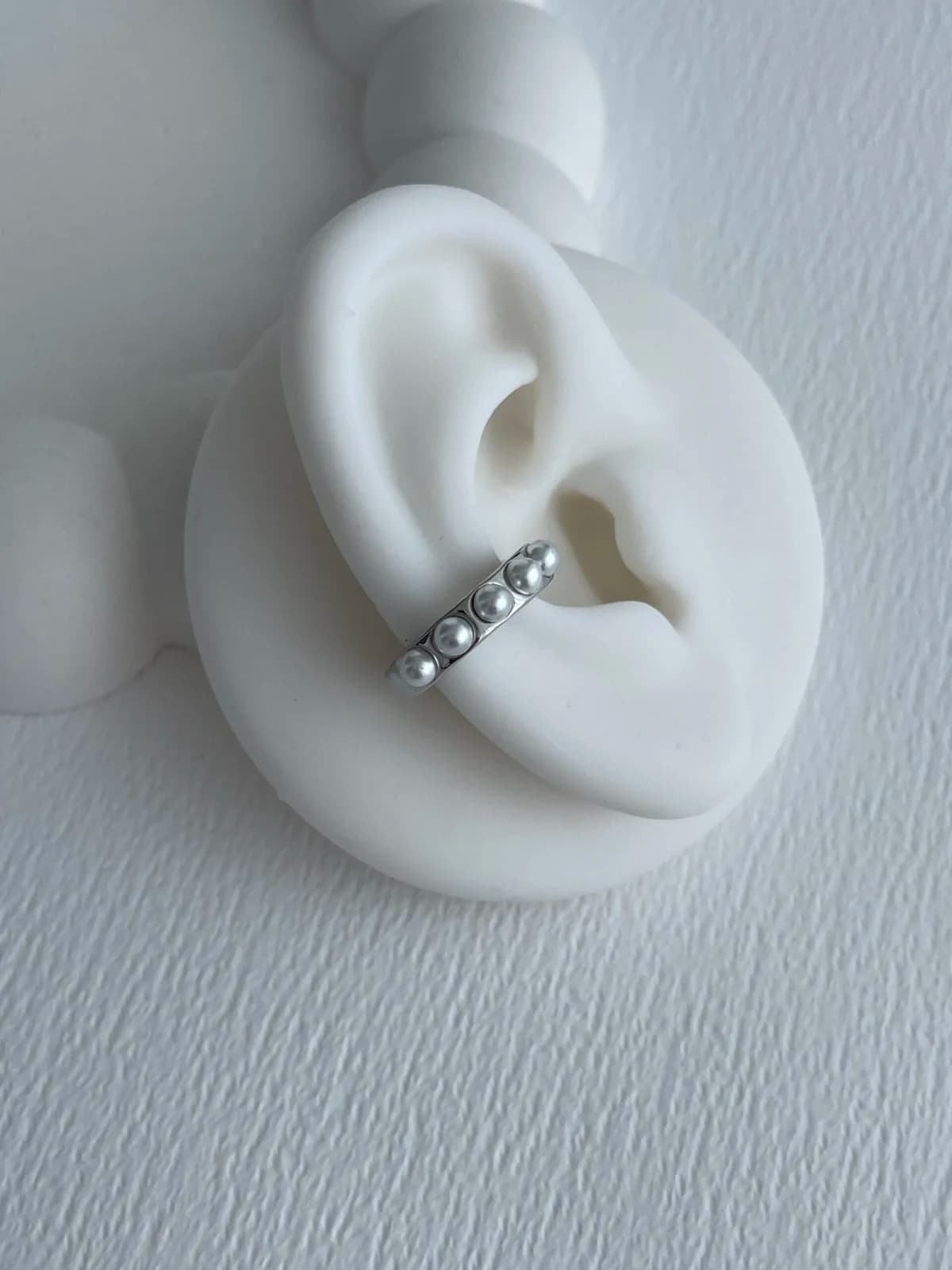 Özel Seri İnci Detaylı Gümüş Halka Earcuff