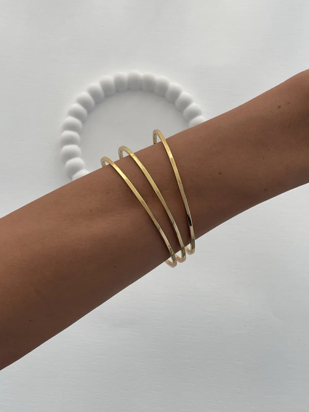 Çelik İnce Düz Gold Ajda Bileklik 65mm