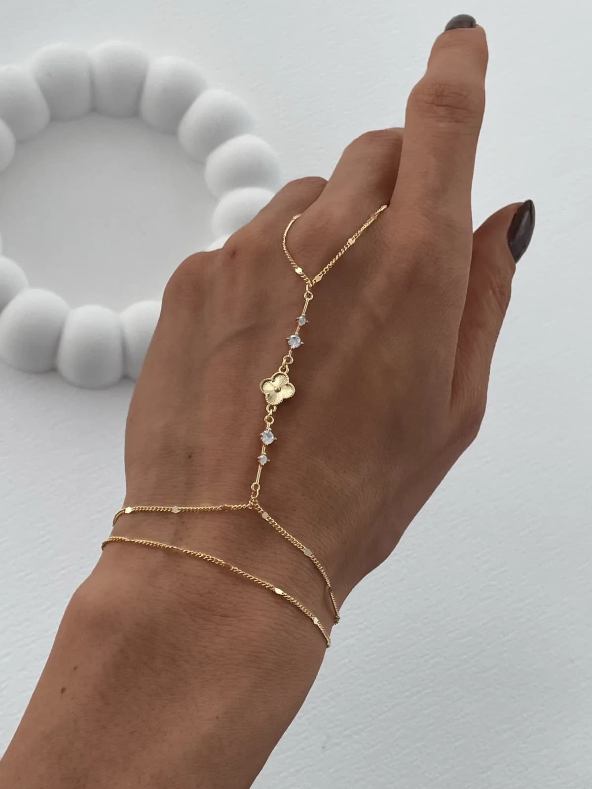 Özel Seri Marka Model Desenli Yonca Tasarım Zirkon Taşlı Gold Şahmeran