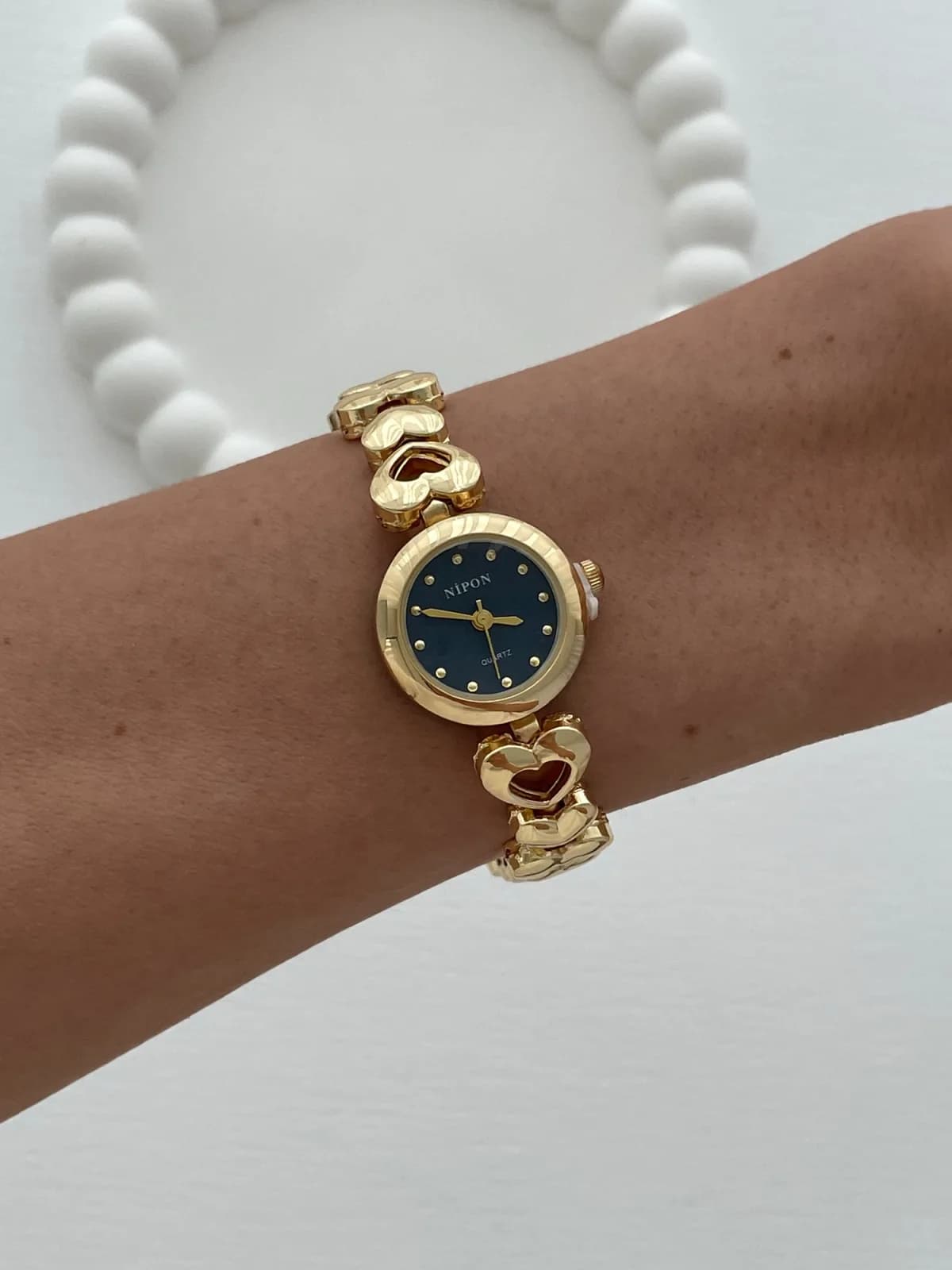 Yuvarlak Tasarım Kadranı Siyah Gold Vintage Saat