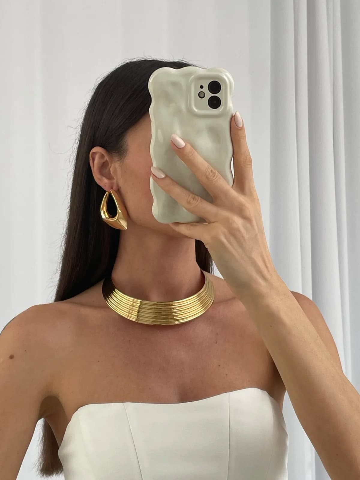 Özel Seri Geometrik Tasarım Gold Küpe