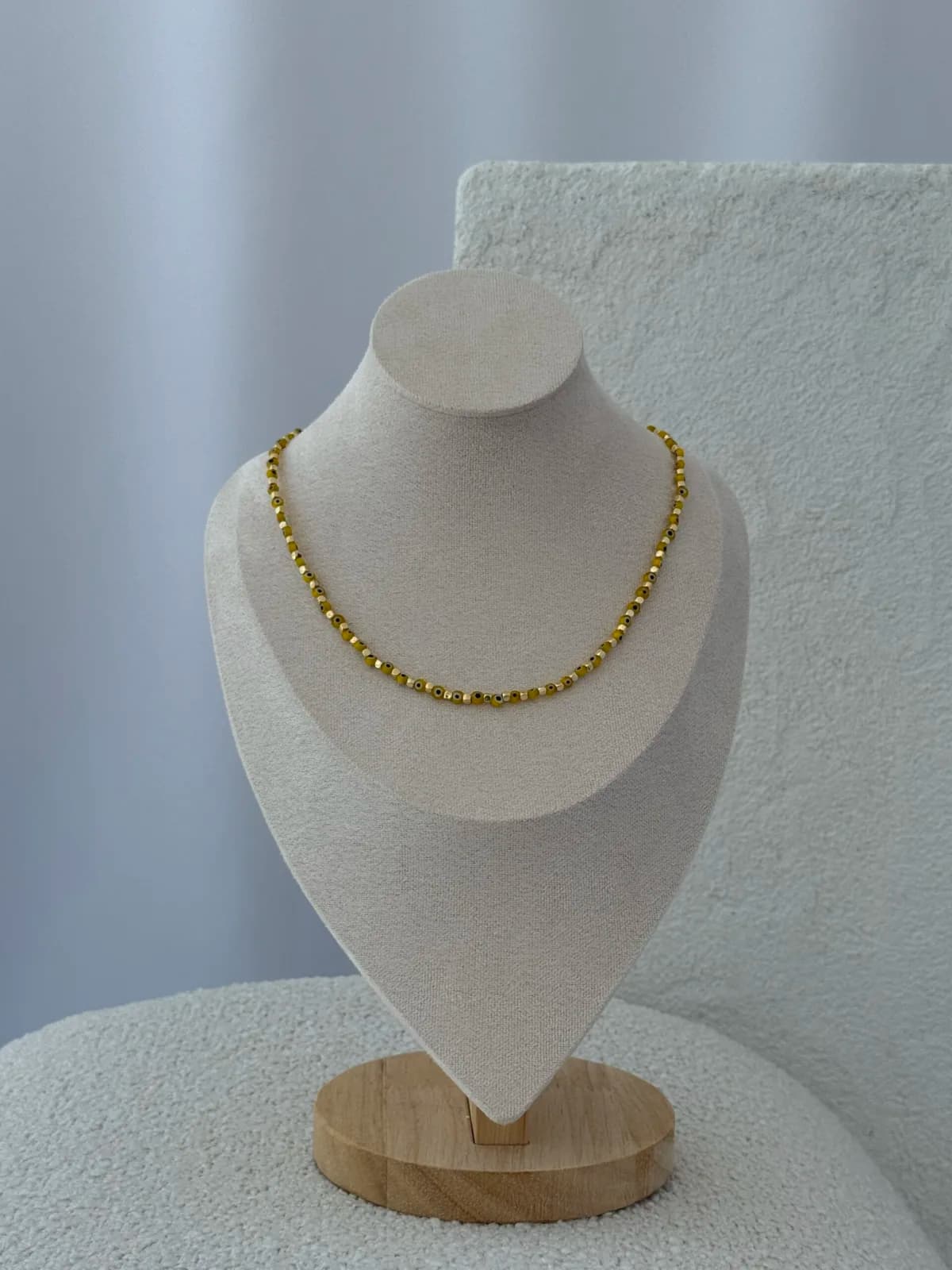 Özel Seri Nazar Motif Sarı Boncuklu Gold Kolye