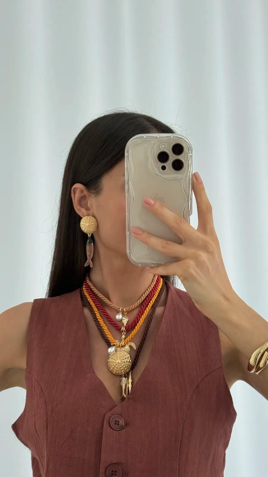 Özel Seri Dörtlü Halat Charm Detay Marka Model Kolye