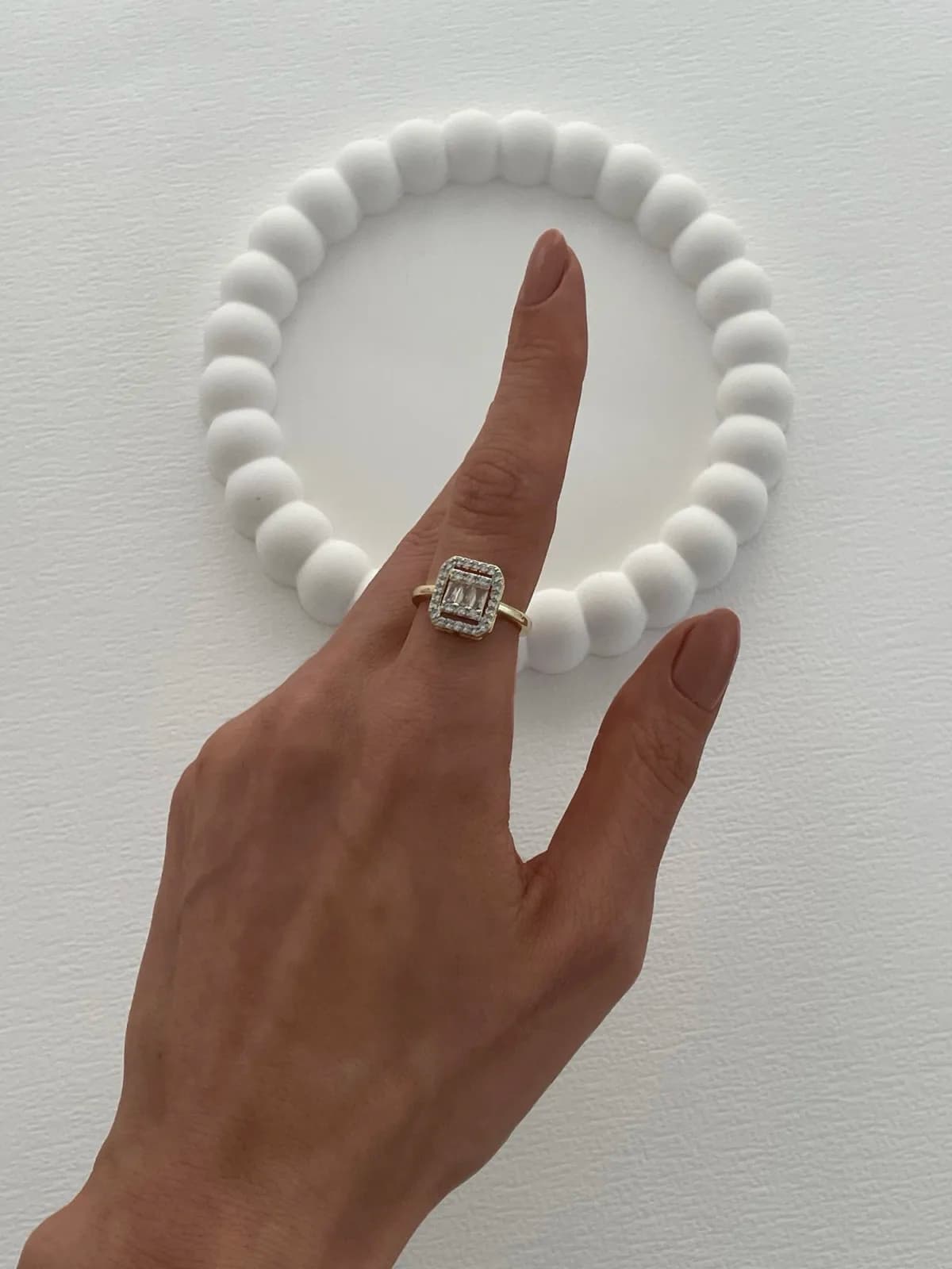 Özel Seri Zirkon Taşlı Baget Tasarım Ayarlanabilir Gold Yüzük