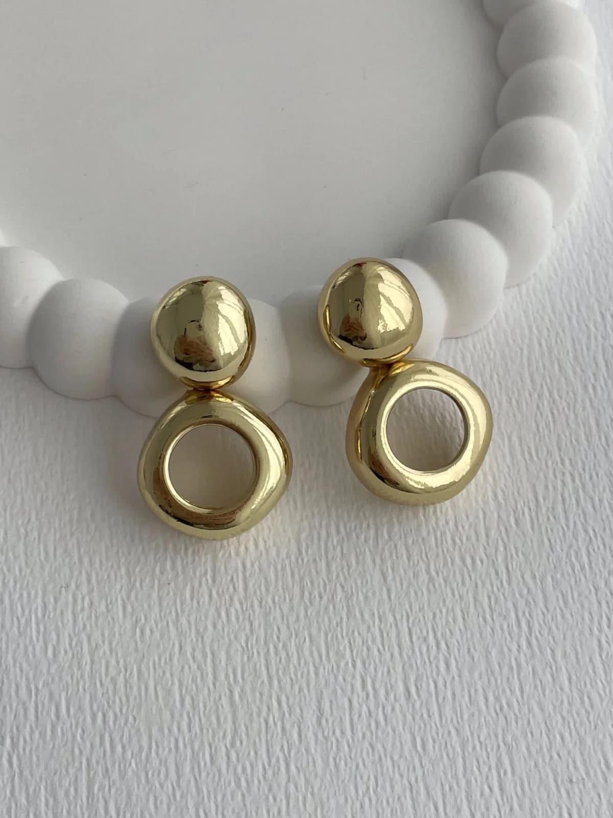 Özel Seri İkili Tasarım Ortası Boş Yuvarlak Gold Küpe
