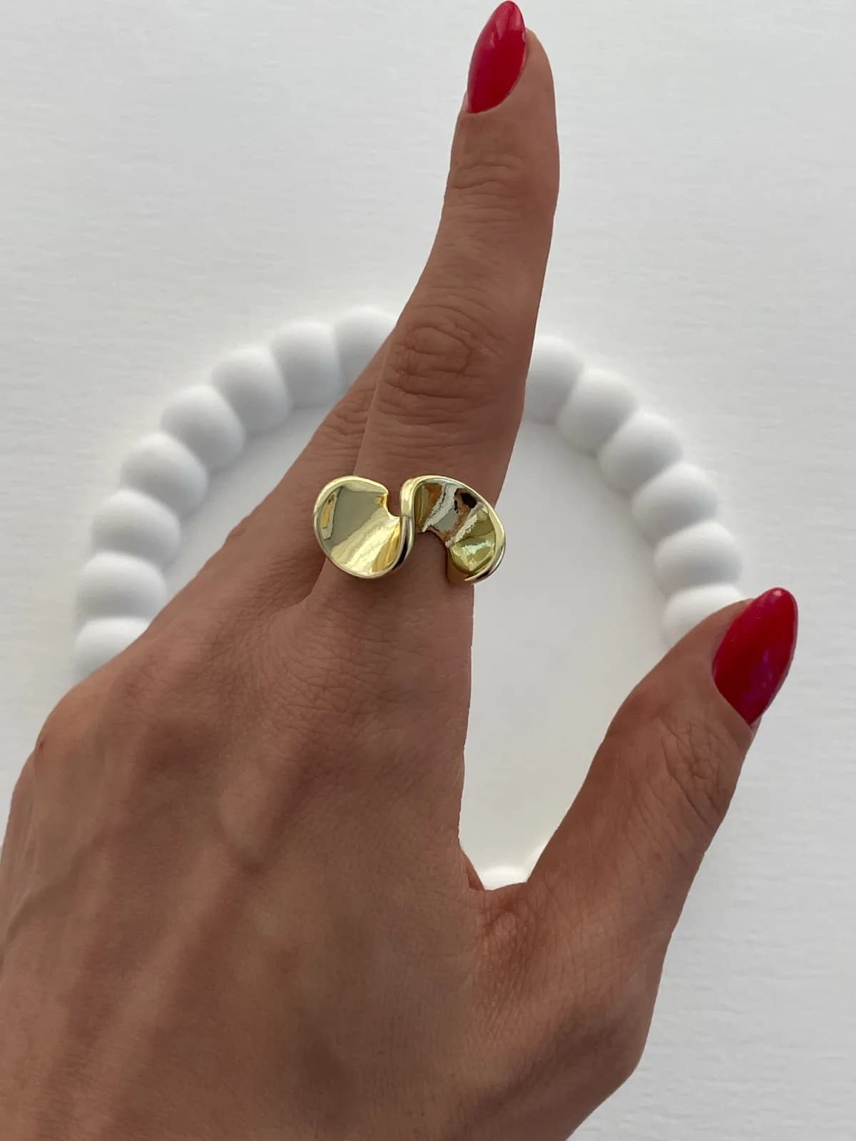 Özel Seri Kıvrım Tasarım Ayarlanabilir Gold Yüzük