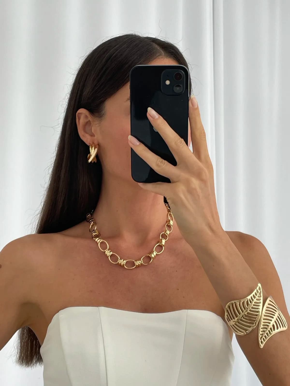 Özel Seri Üçlü Kıvrım Geometrik Tasarım Gold Küpe