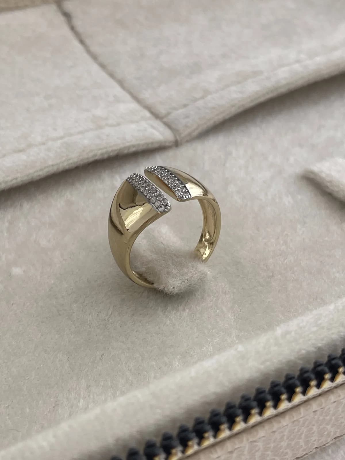Özel Seri Zirkon Taşlı Geometrik Tasarım Ayarlanabilir Gold Yüzük