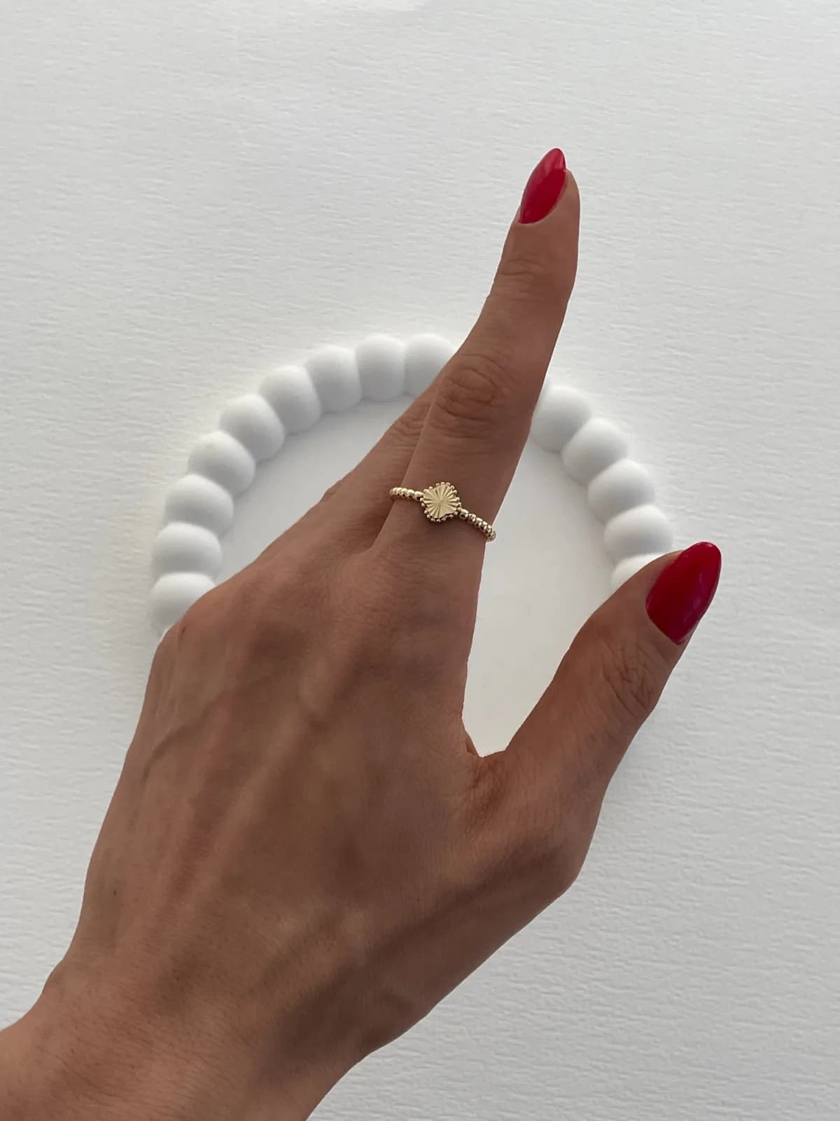 Özel Seri Mini Yonca Tasarım Ayarlanabilir Gold Yüzük