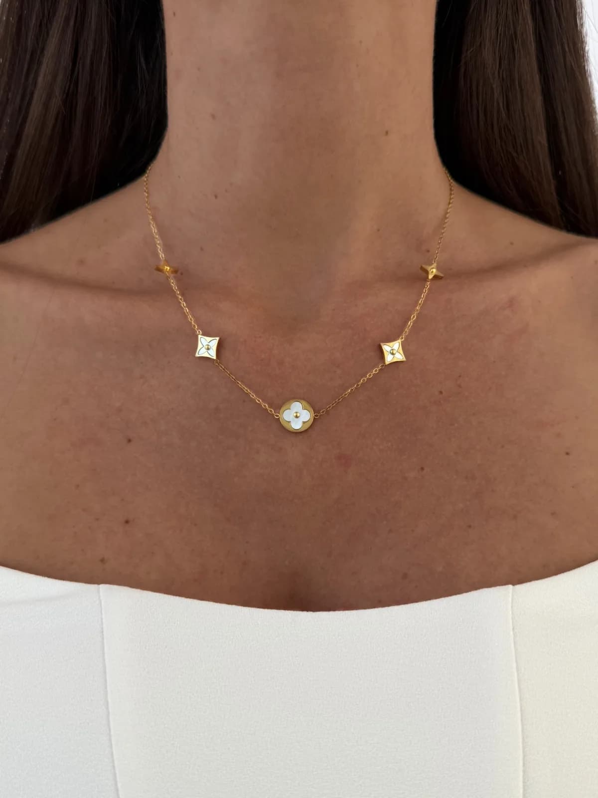 Çelik Geometrik Desen Gold Marka Kolye