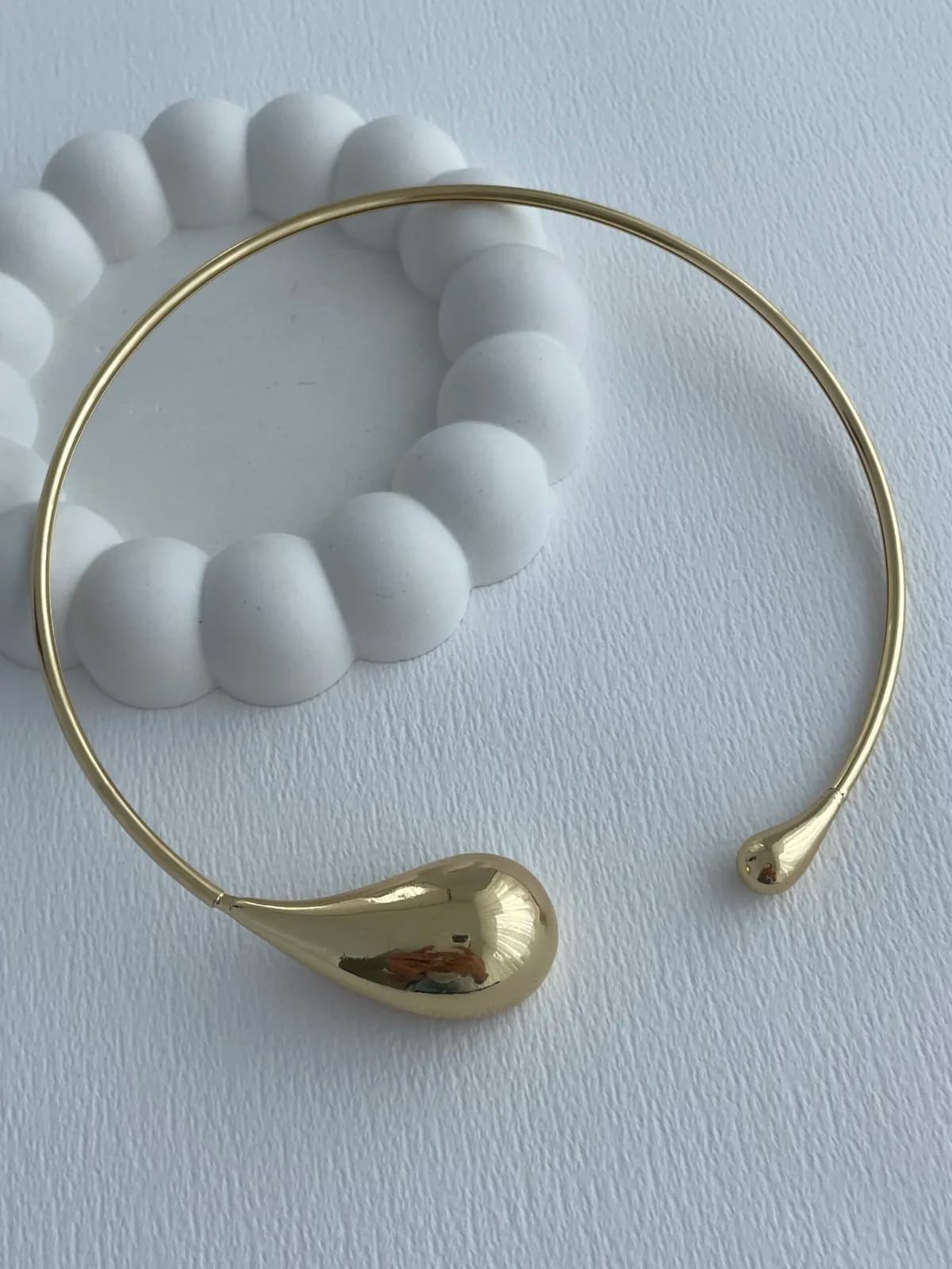 Özel Seri Damla Tasarım Gold Choker Kolye