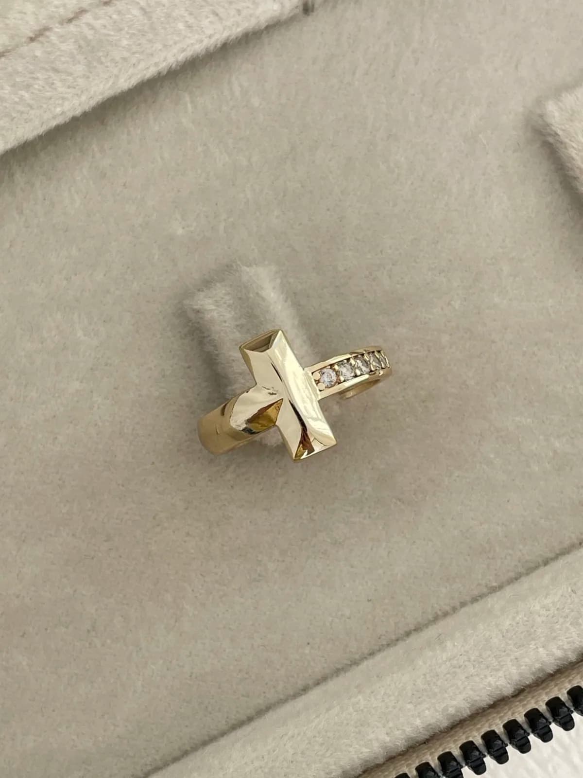 Özel Seri Zirkon Taş Geometrik Tasarım Ayarlanabilir Gold Yüzük