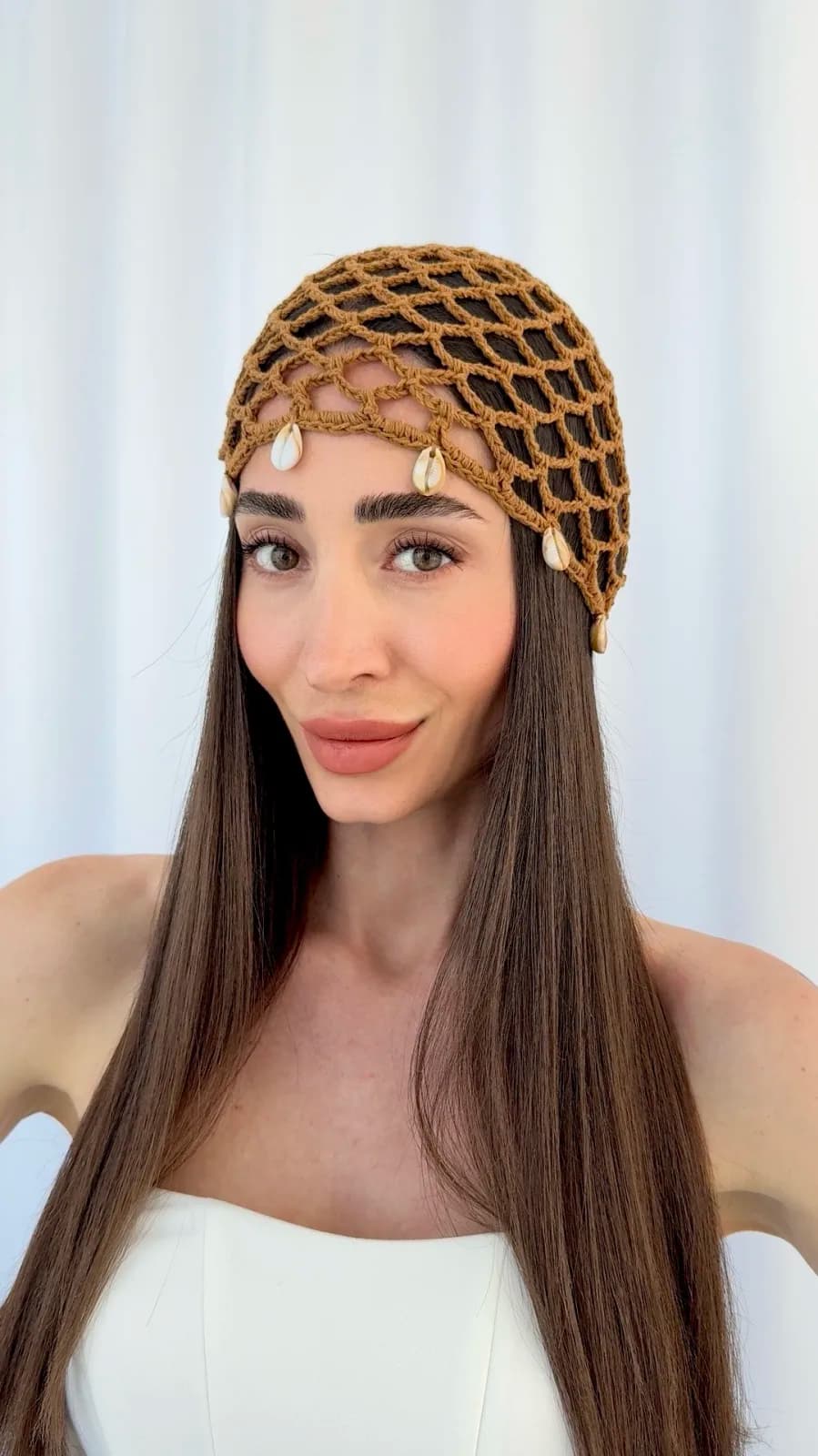 ZR Model Deniz Kabuğu Detay Kahverengi File Şapka