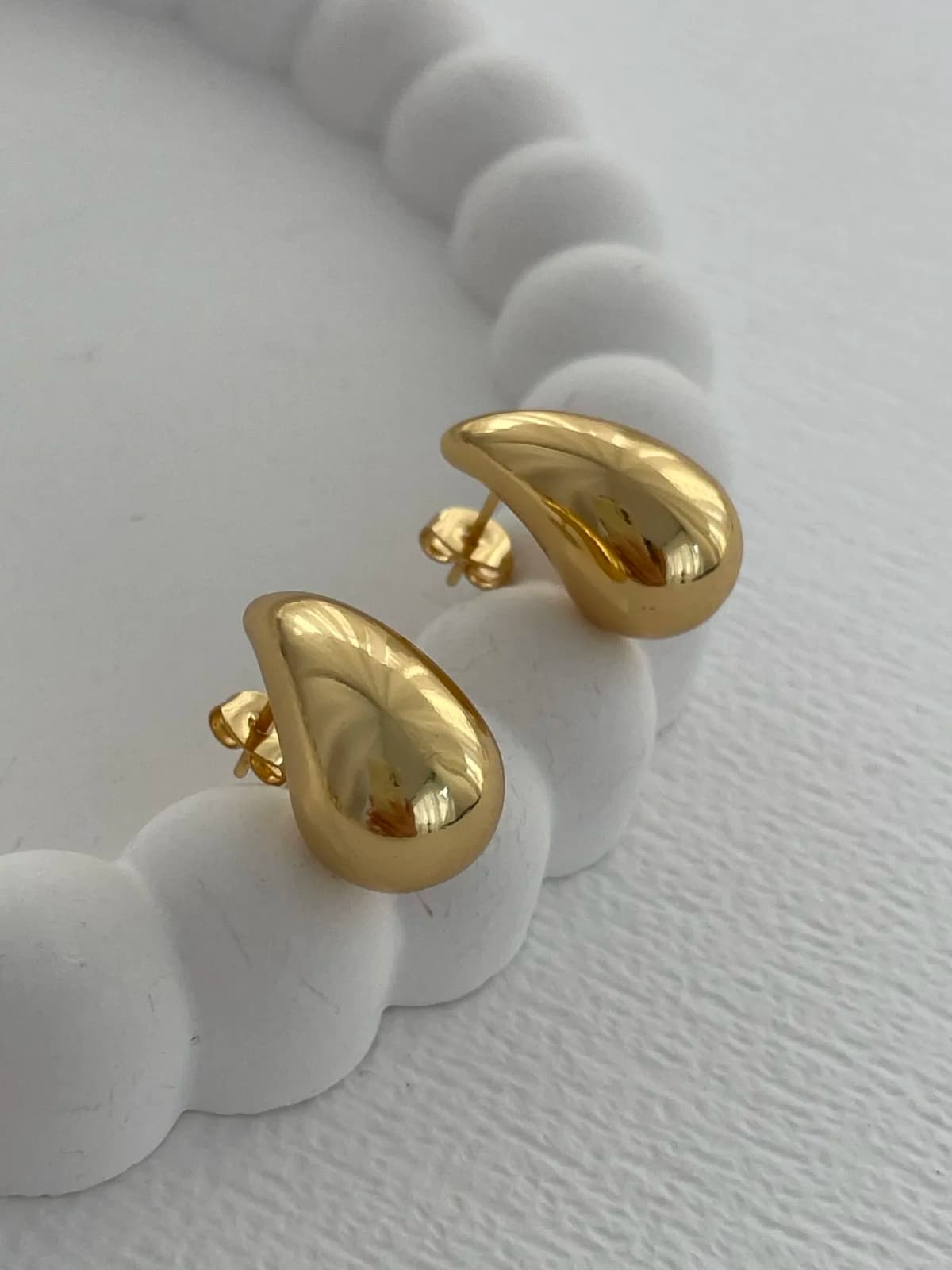 Çelik Mini Damla Tasarım Gold Küpe