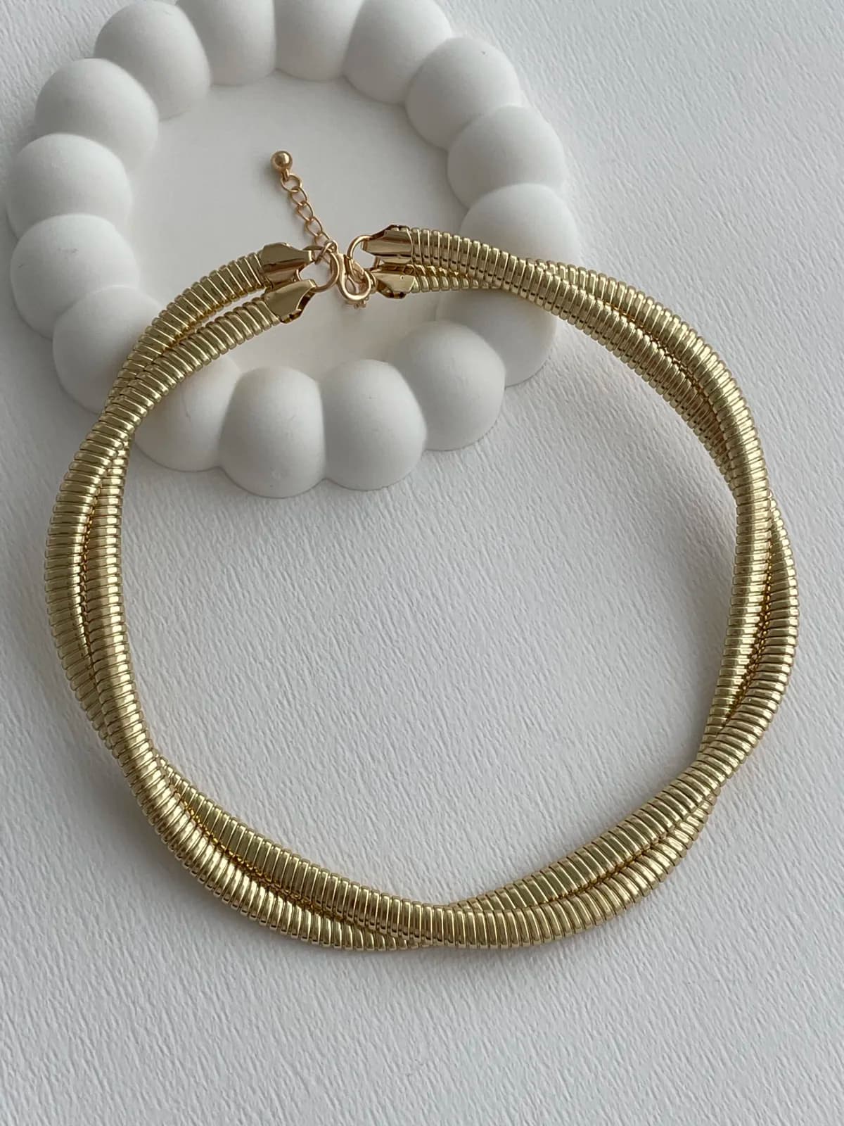 Özel Seri Sarmal Tel Tasarım Gold Choker Kolye