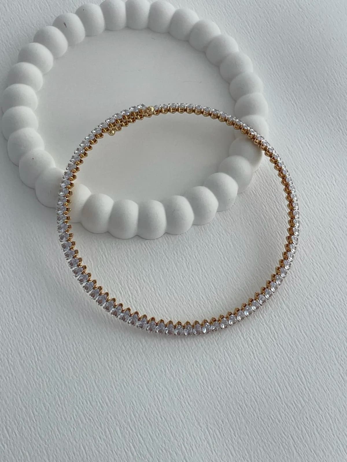 Özel Seri Damla Baget Taş Gold Choker Kolye