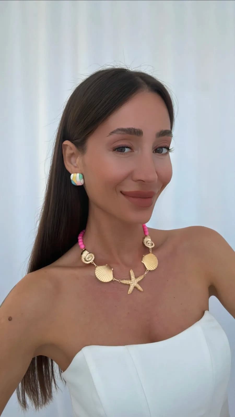 Özel Seri Deniz Kabuğu &amp; Yıldız Pembe Gold Kolye