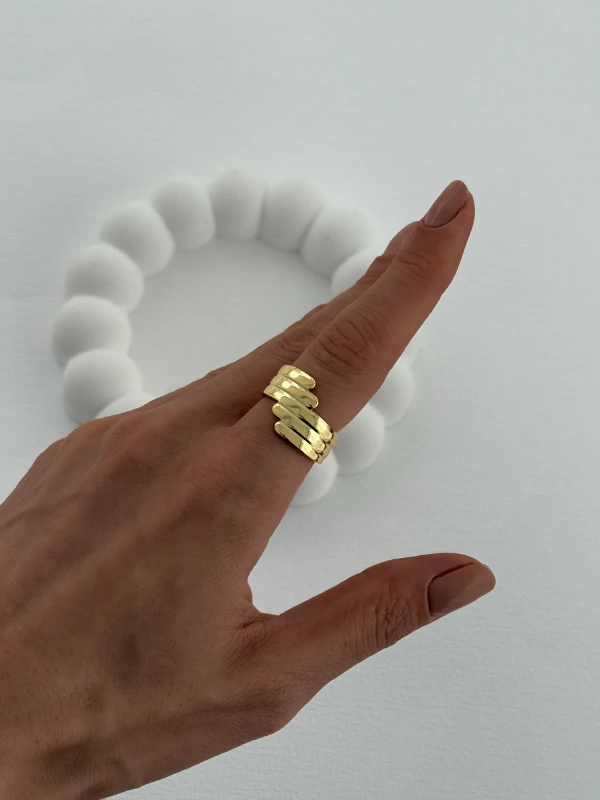 Özel Seri Geometrik Desen Ayarlanabilir Gold Yüzük