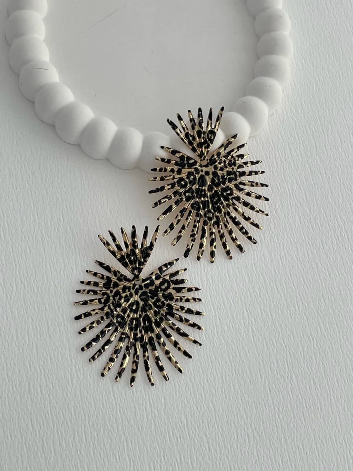Özel Seri ZR Model Leopar Desen Gold Küpe