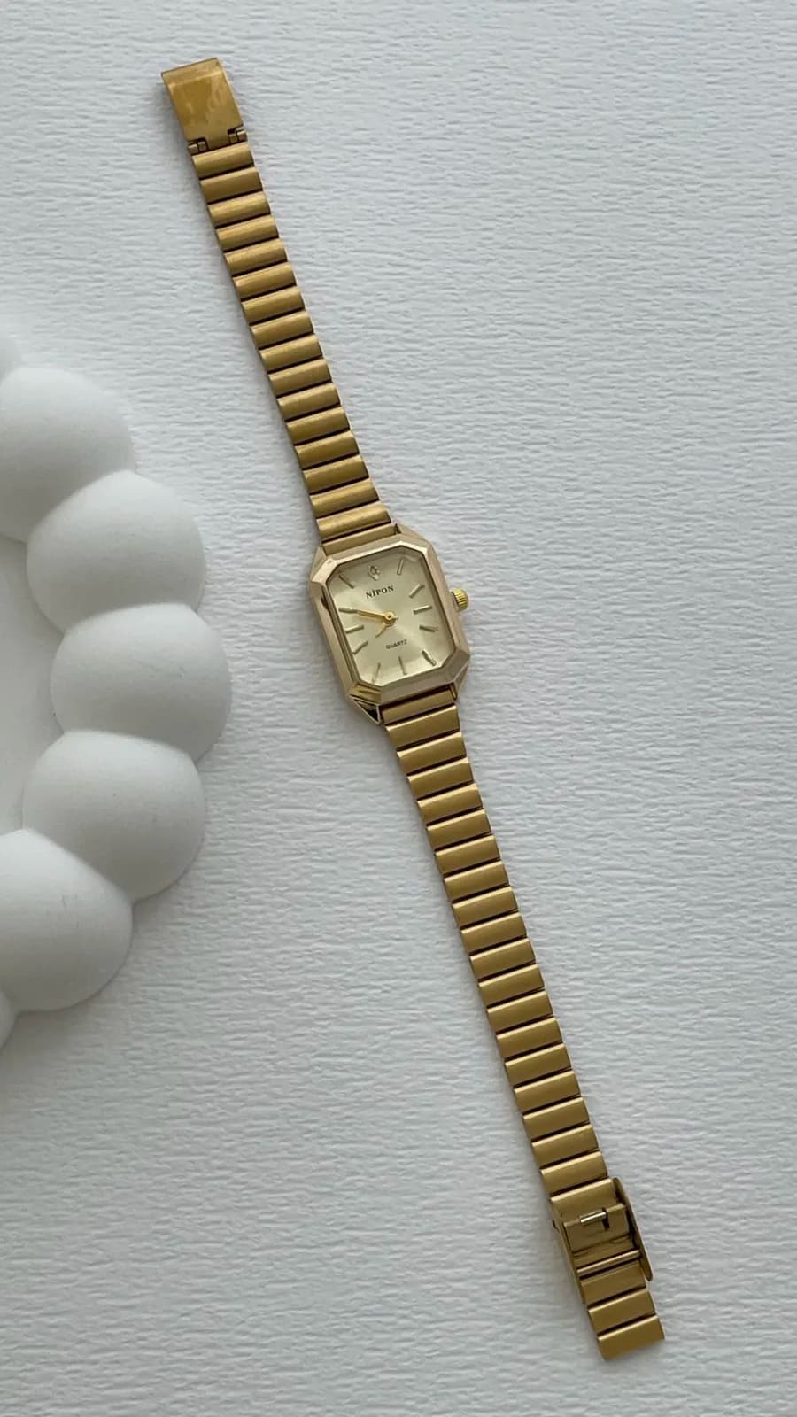 Dikdörtgen Tasarım Kadranı Sarı Gold Vintage Saat