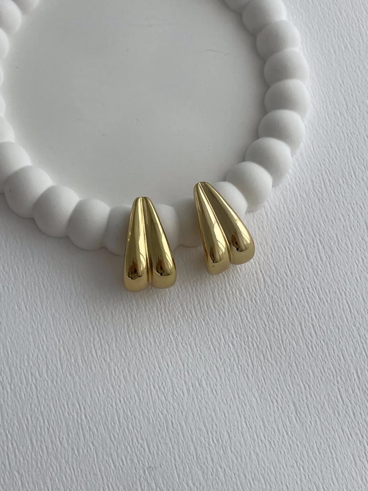 Çelik Geometrik Tasarım Gold Küpe