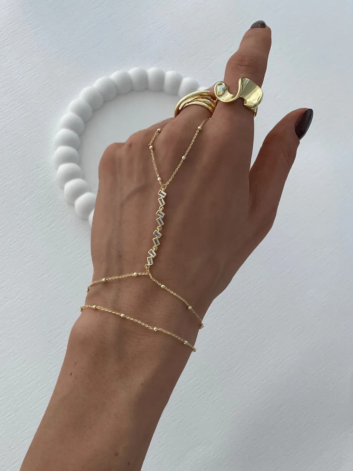 Özel Seri Baget Taşlı Minik Top Detay Gold Şahmeran