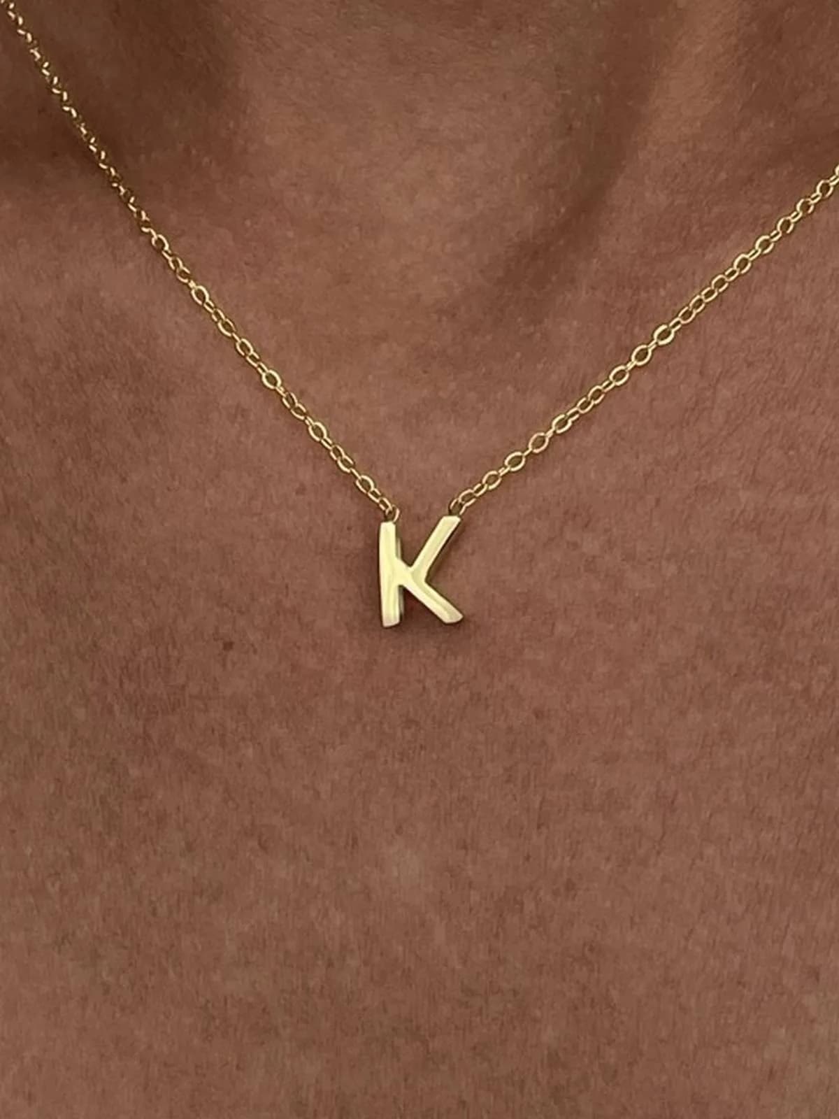 Çelik Minimal K Harfli Kolye