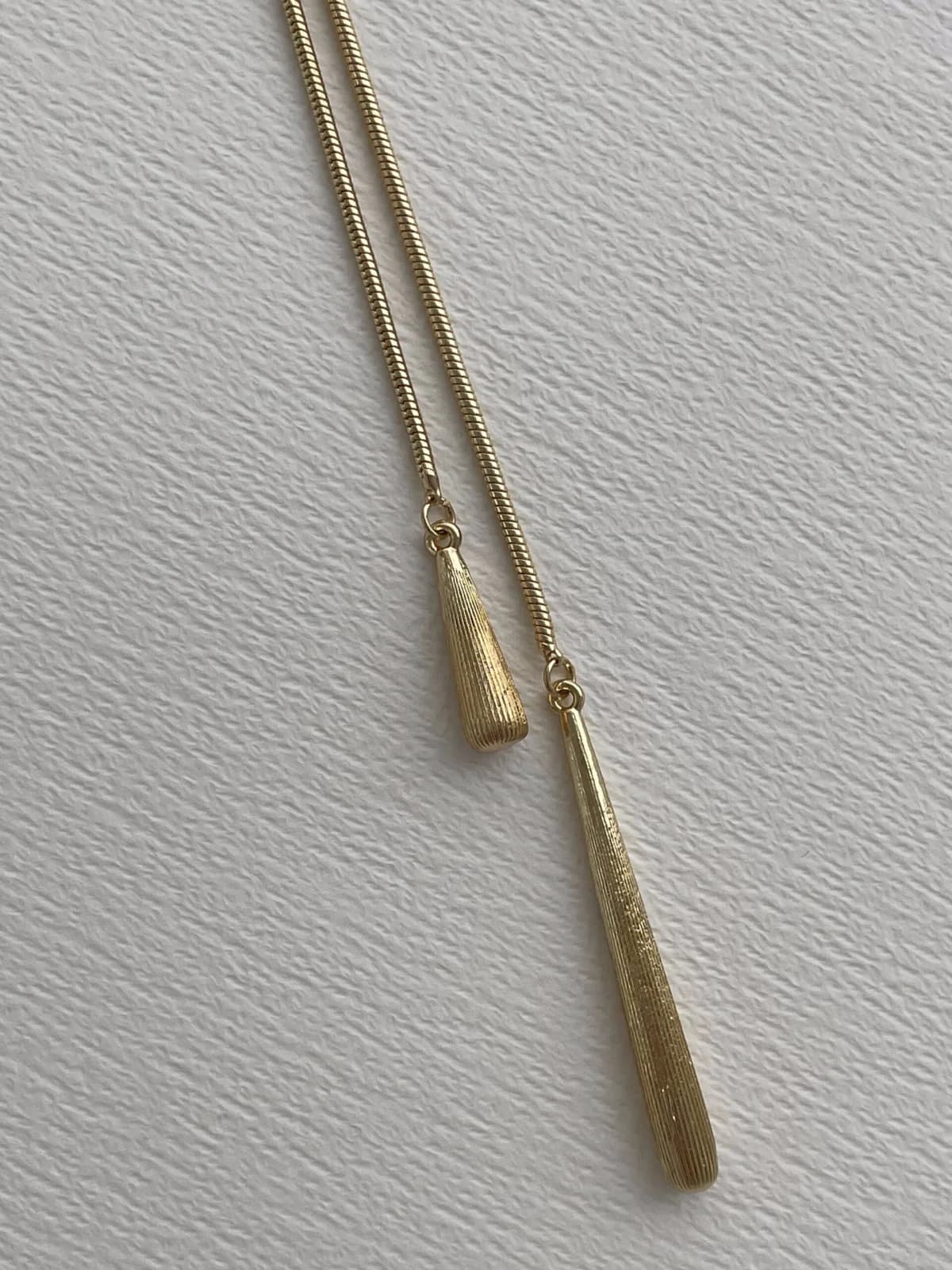 Özel Seri Zirkon &amp; İnci Detay Gold İkili Çubuk Kolye